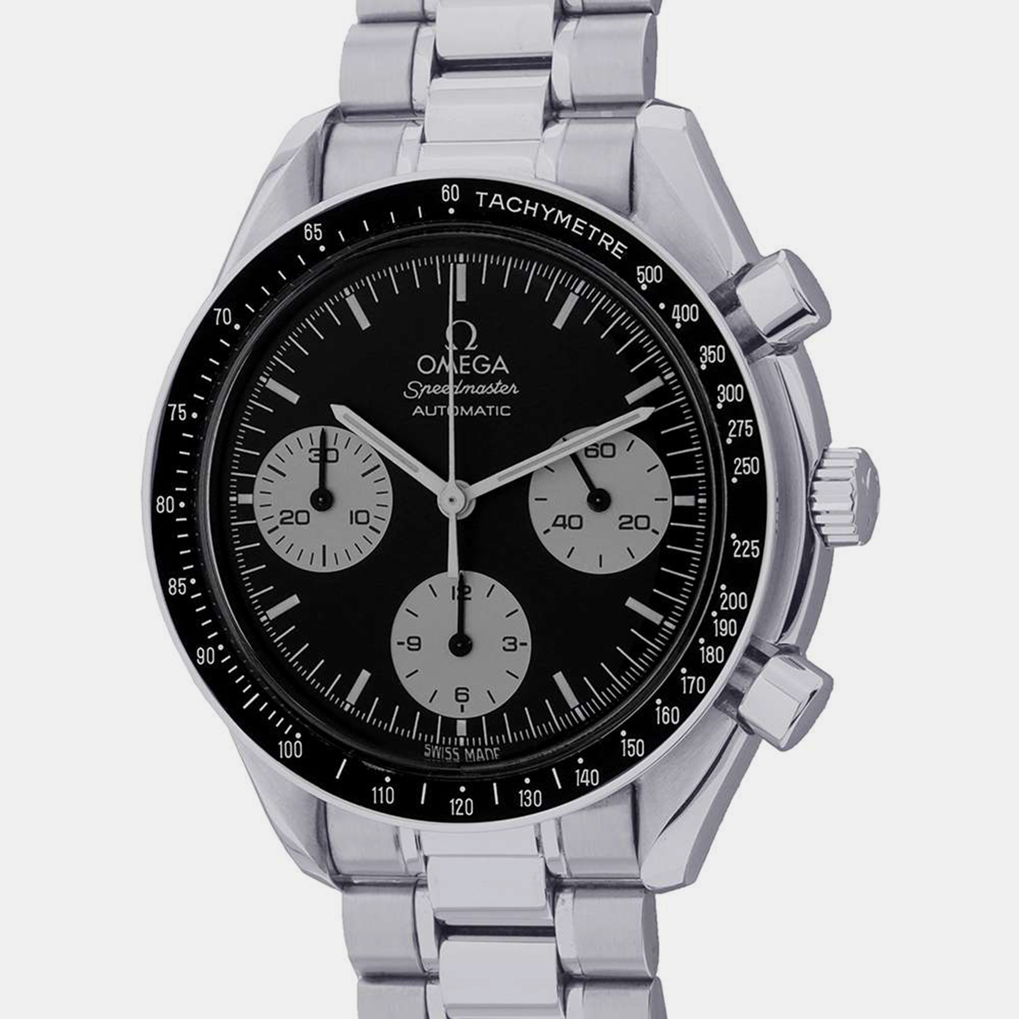 Omega Black Stainless Steel Speedmaster 3510.52 Automatic Men's Wristwatch 38 Mm