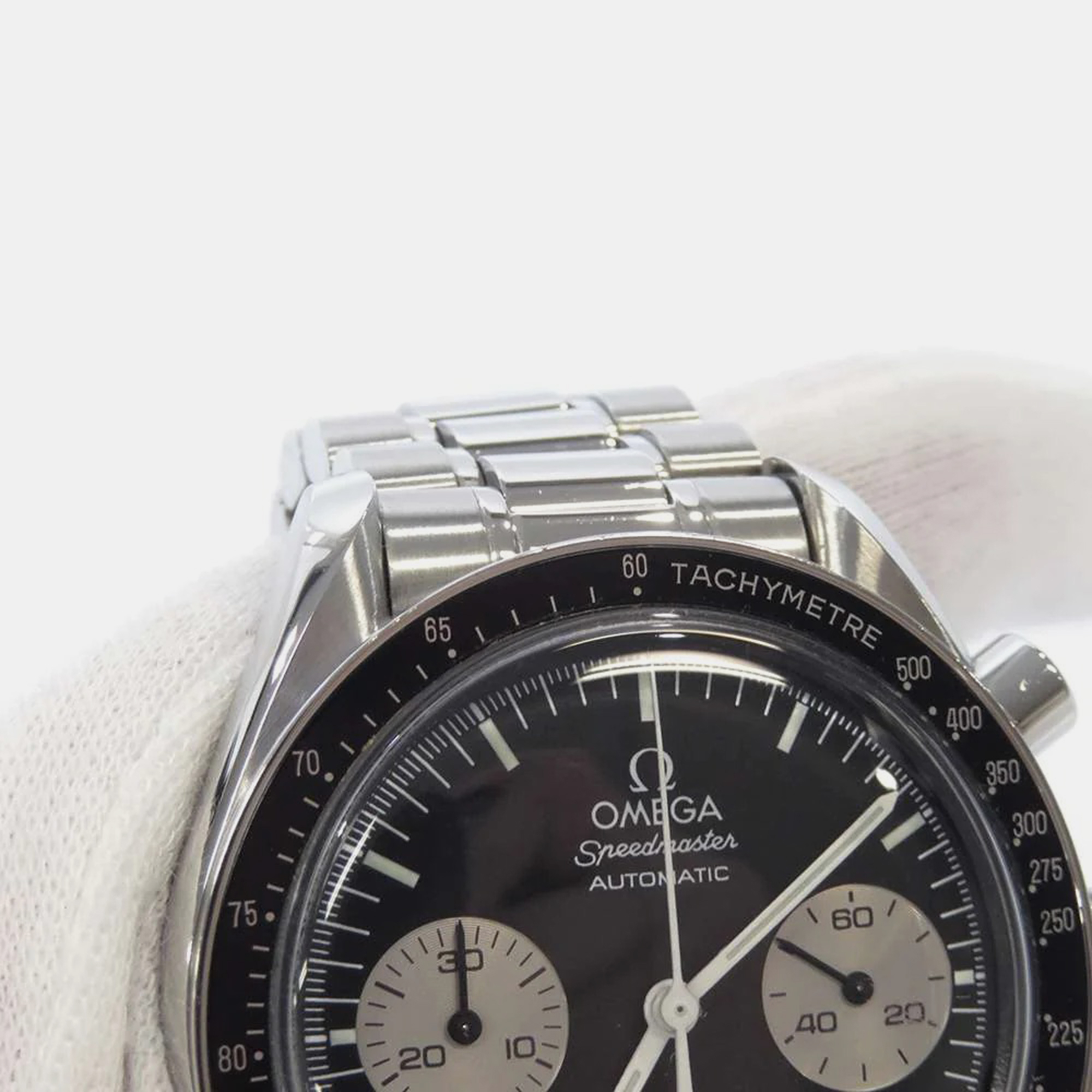 Omega Black Stainless Steel Speedmaster 3510.52 Automatic Men's Wristwatch 38 Mm