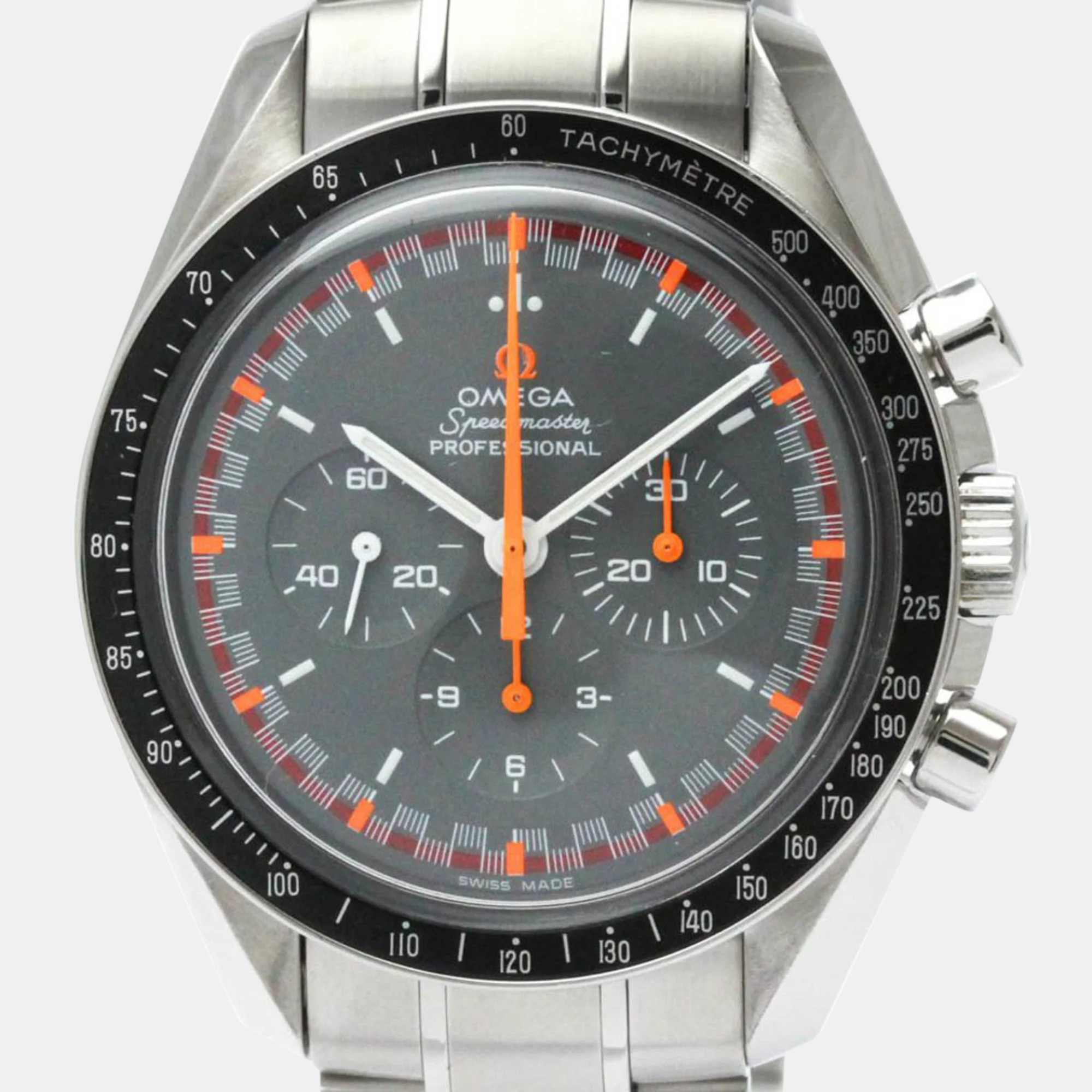 Omega grey stainless steel speedmaster 3570.40 manual winding men's wristwatch 42 mm