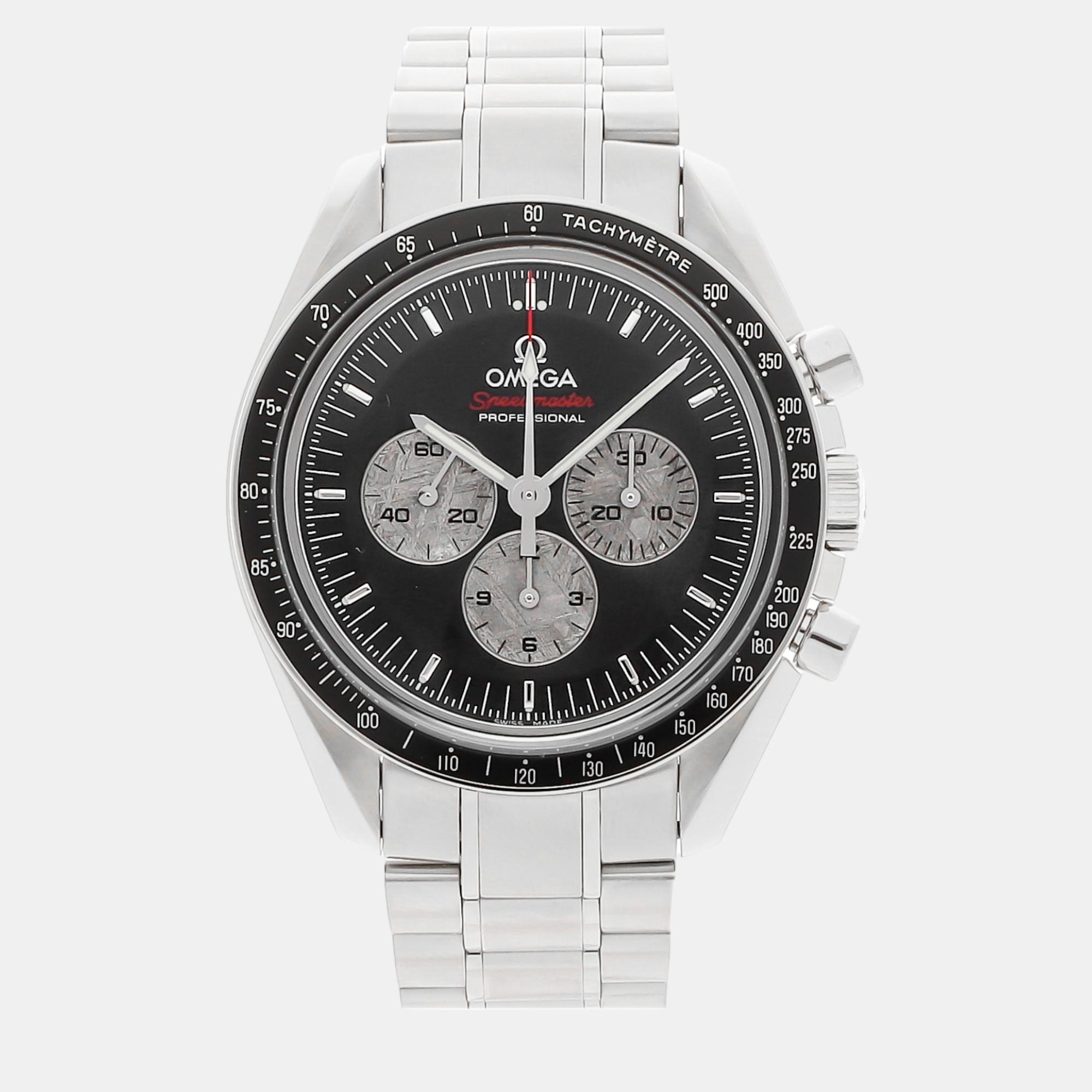 Omega black stainless steel speedmaster 311.30.42.30.99.001 manual winding men's wristwatch 42 mm