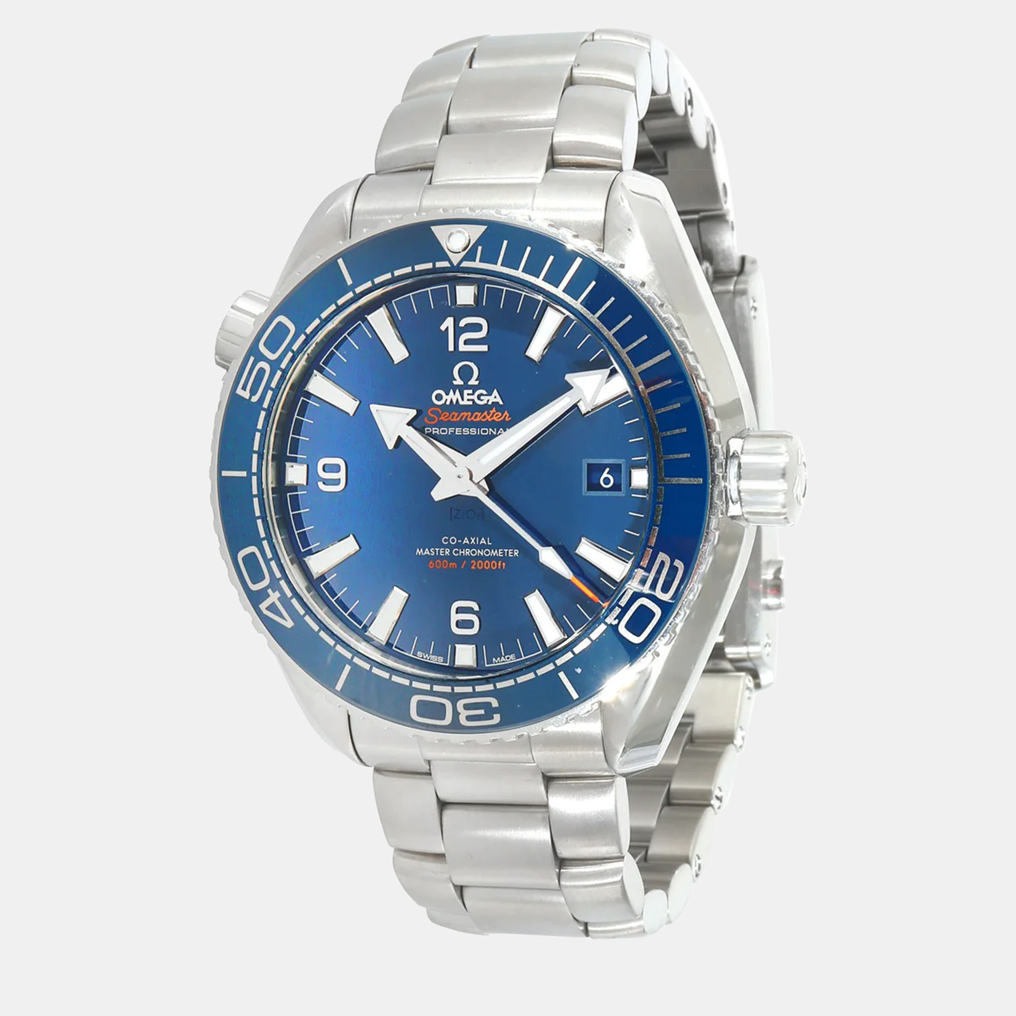 Omega blue stainless steel seamaster planet ocean 232.30.42.21.01.001 automatic men's wristwatch 43.5 mm