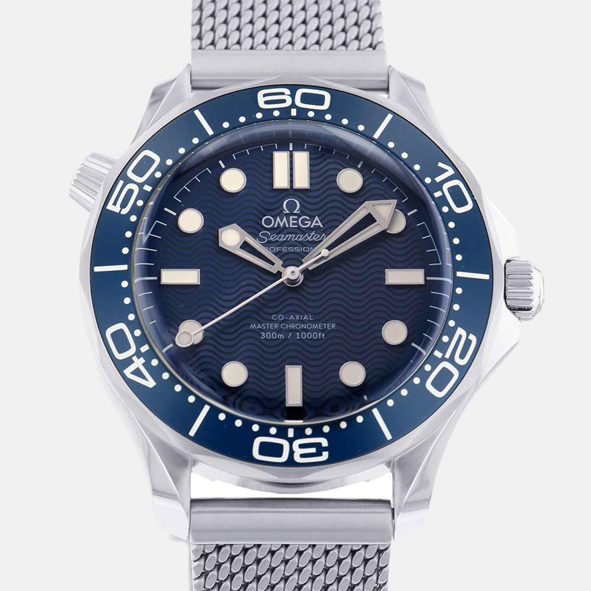 Omega blue stainless steel seamaster 210.30.42.20.03.002 automatic men's wristwatch 42 mm