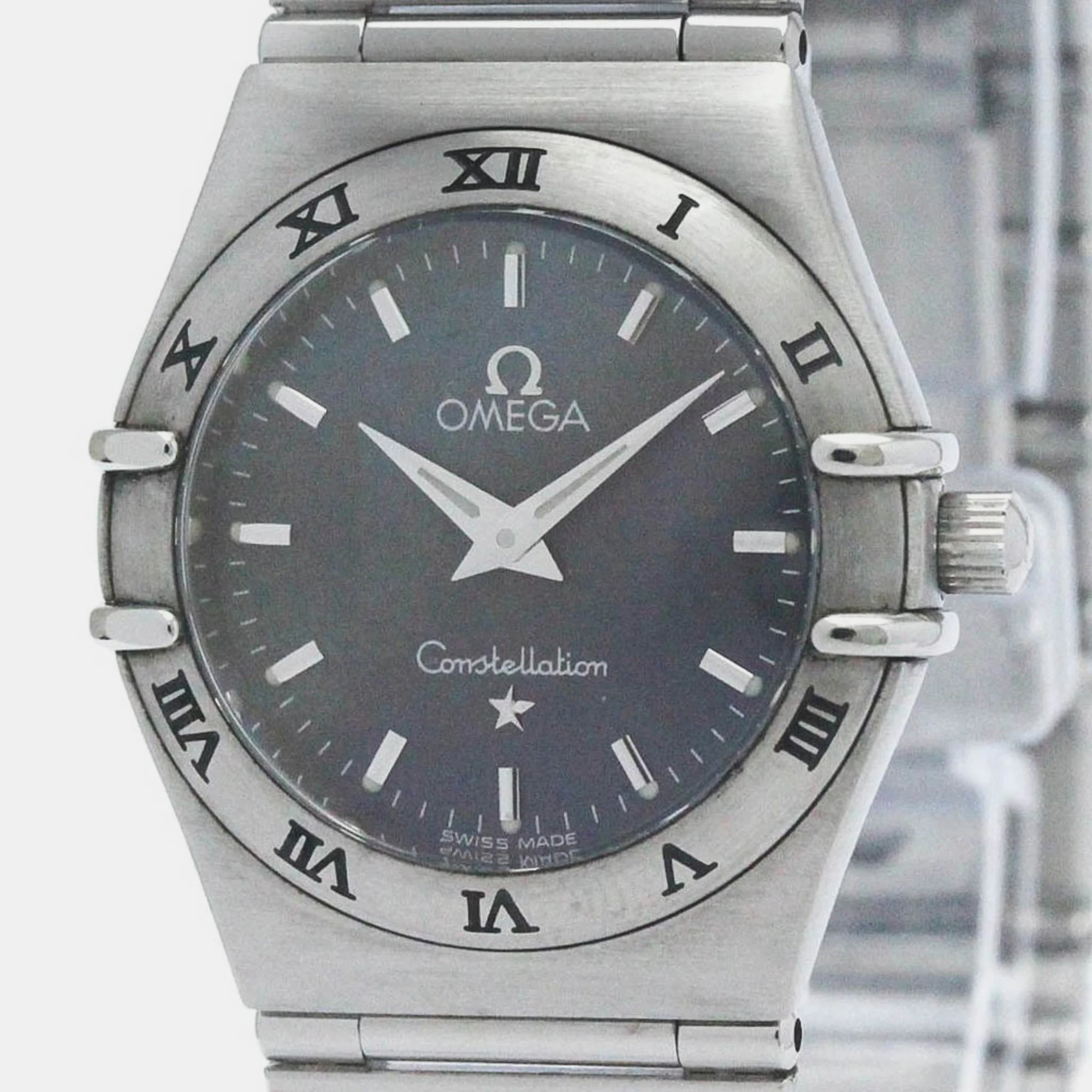 Omega black stainless steel constellation 1512.40 quartz men's wristwatch 33 mm