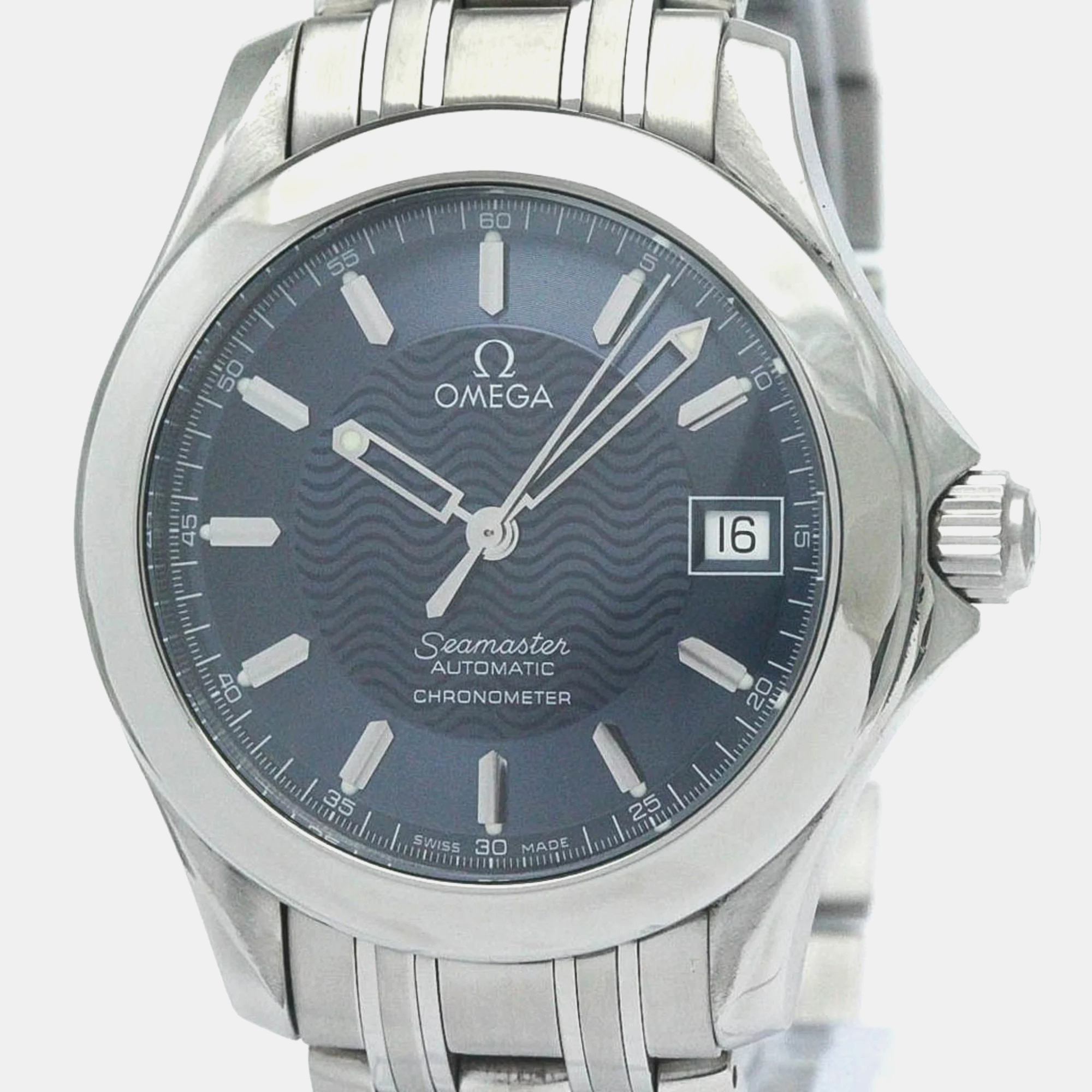 Omega blue stainless steel seamaster 2501.81 automatic men's wristwatch 36 mm