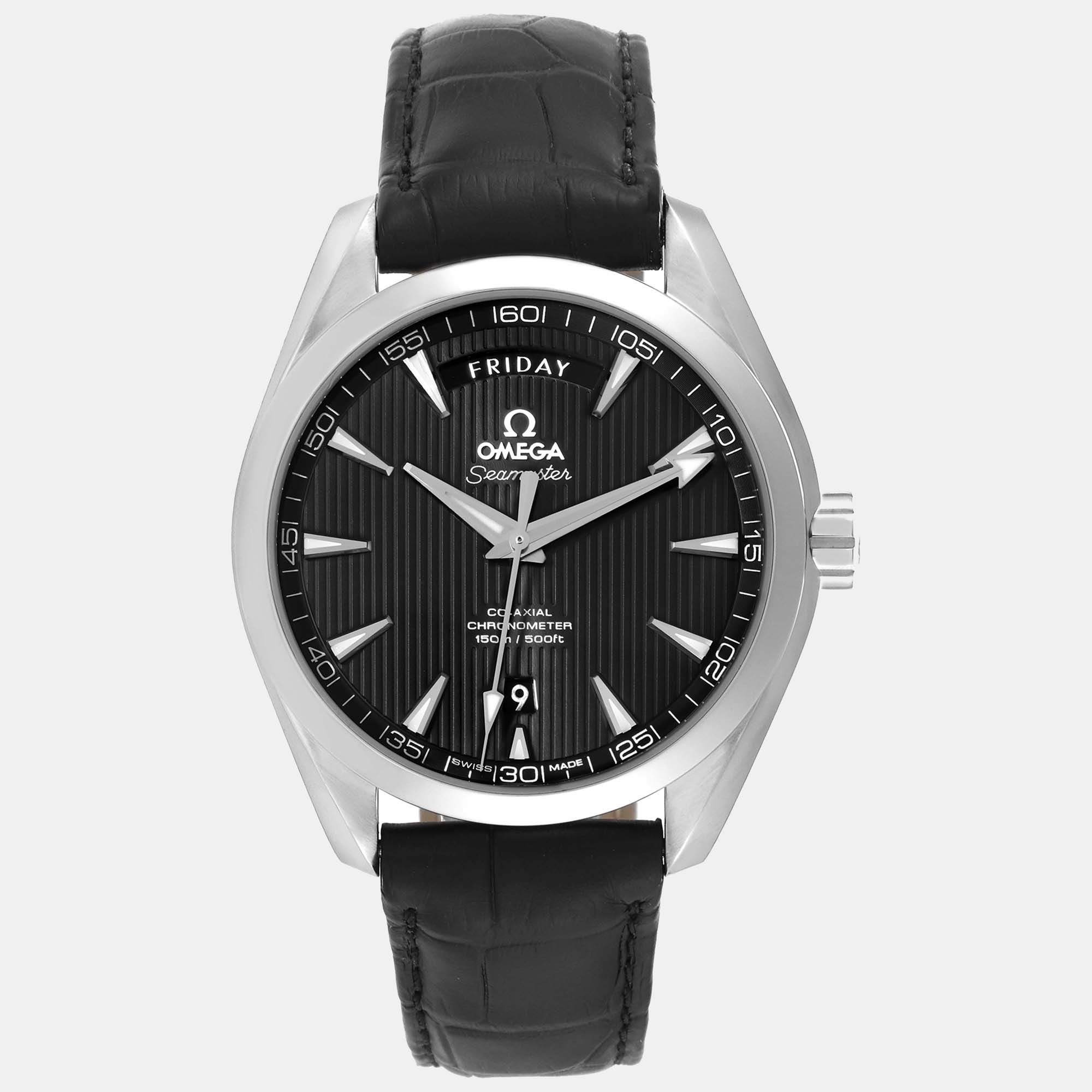 Omega black stainless steel seamaster aqua terra 231.13.42.22.01.001 automatic men's wristwatch 41.5 mm