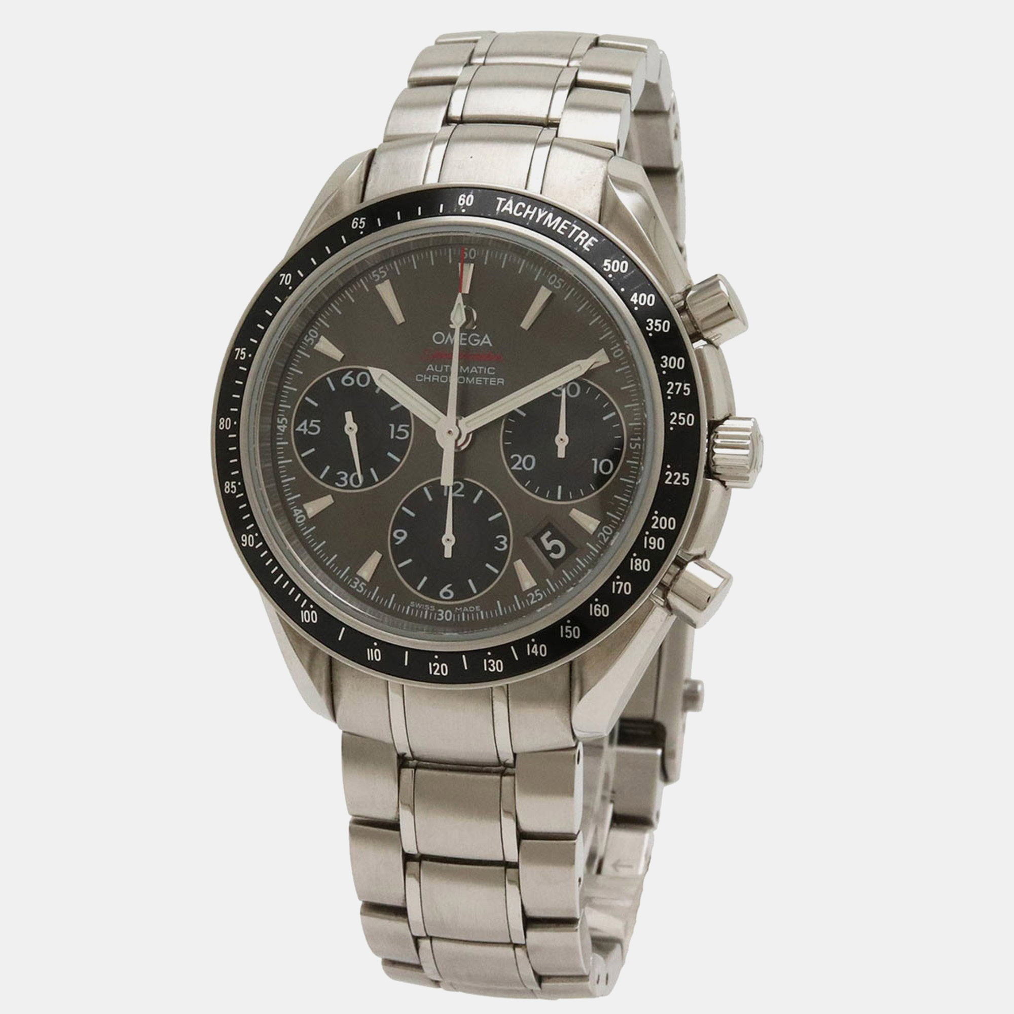Omega grey stainless steel speedmaster automatic men's wristwatch 40 mm