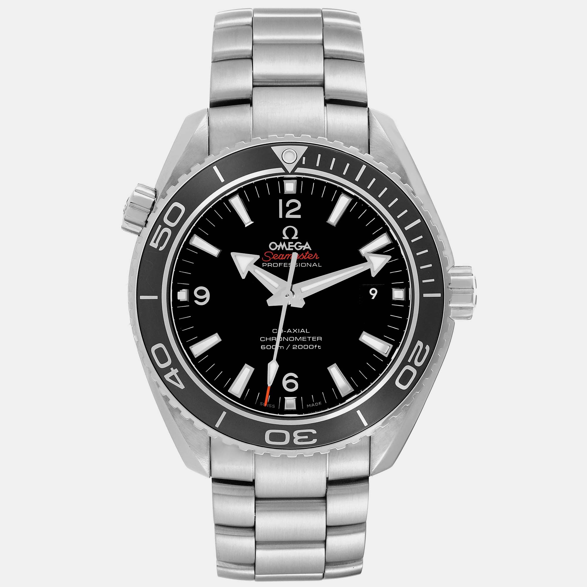 Omega black stainless steel seamaster automatic men's wristwatch 45.5 mm