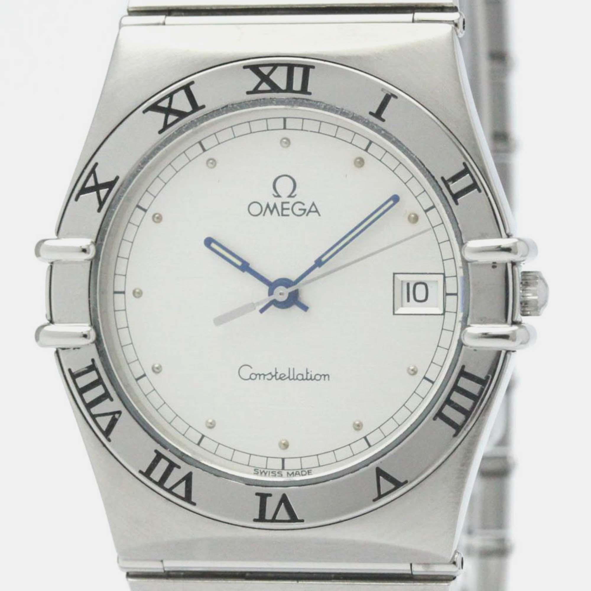 Omega silver stainless steel constellation quartz men's wristwatch 33 mm