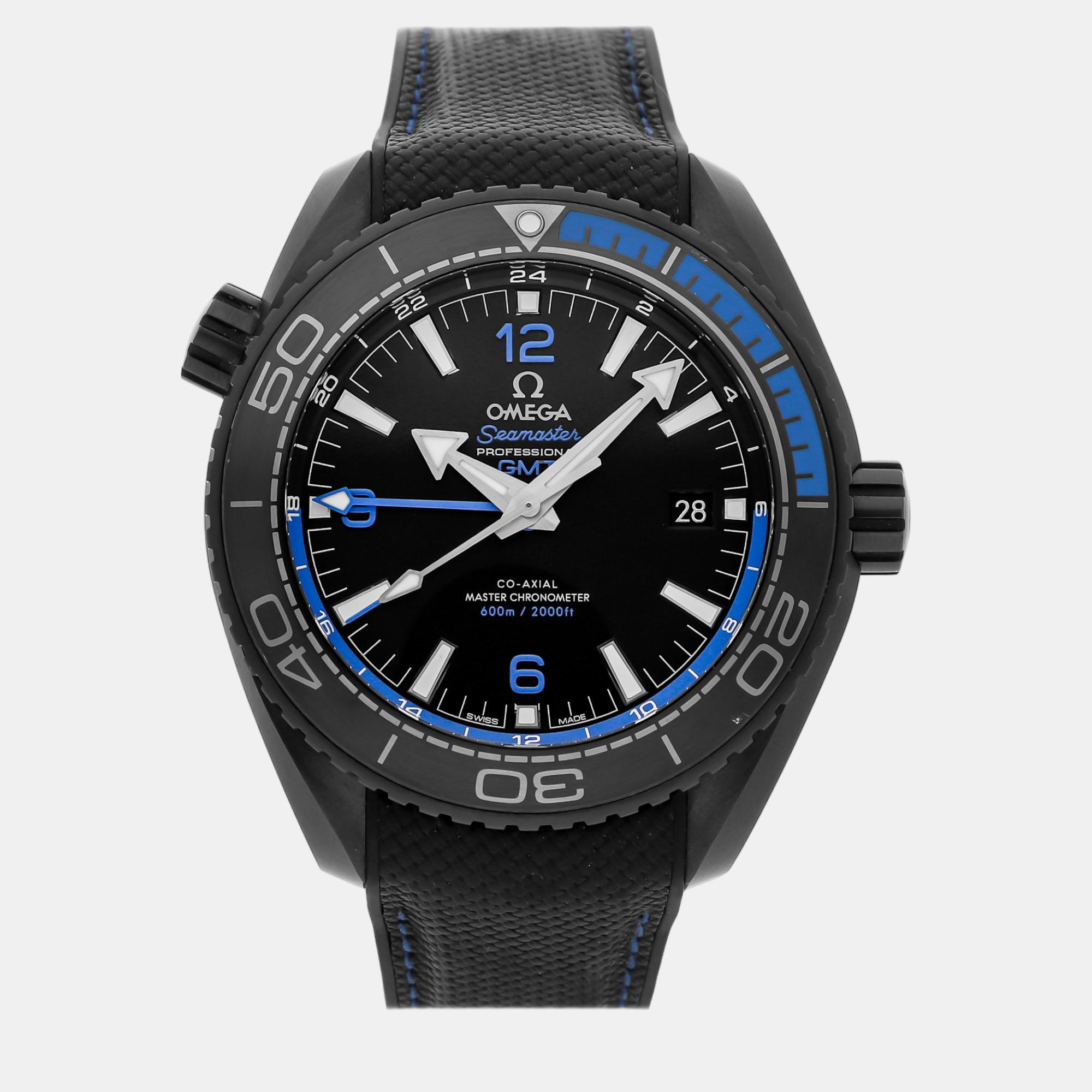 Omega black ceramic seamaster planet ocean 215.92.46.22.01.002 automatic men's wristwatch 45 mm