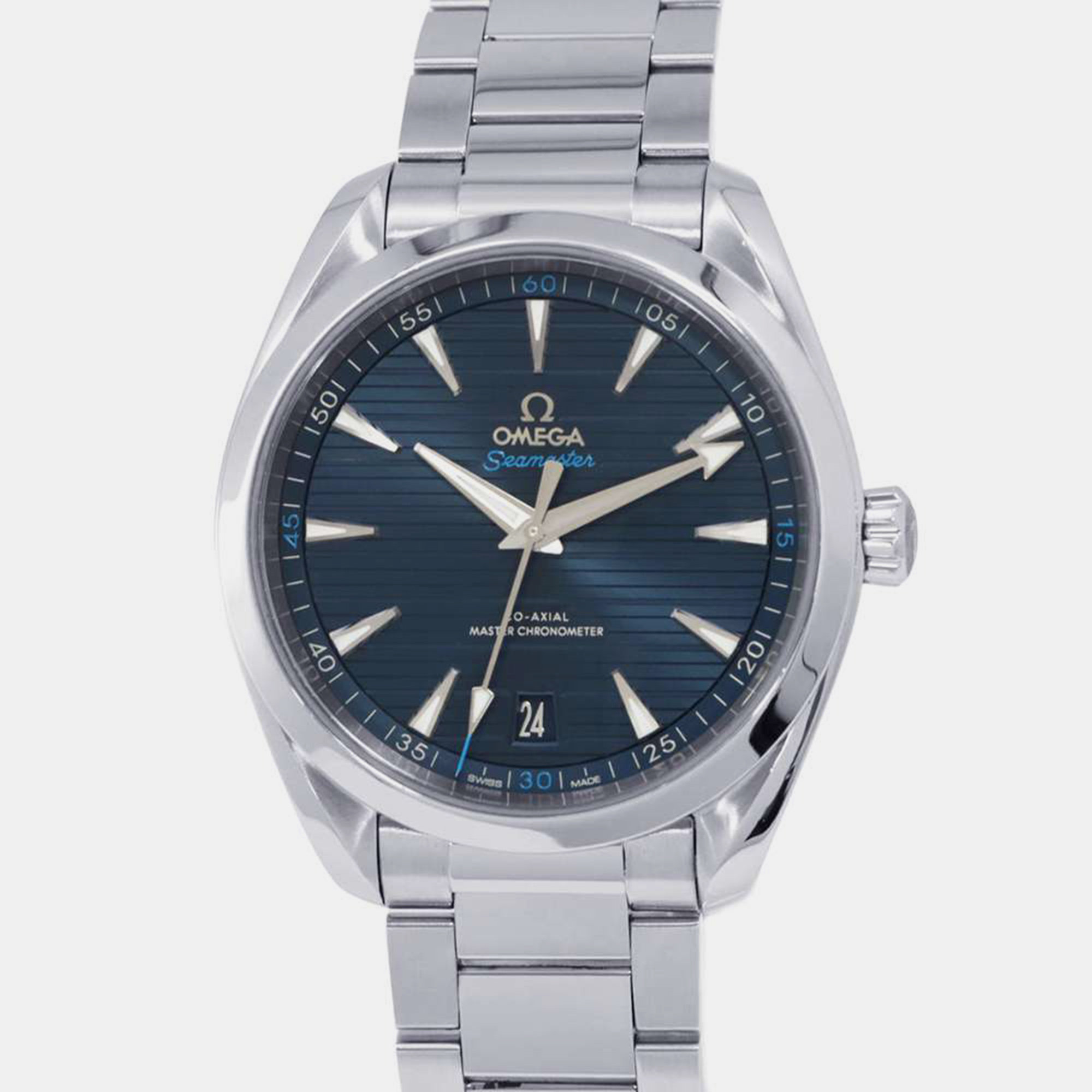 Omega blue stainless steel seamaster aqua terra automatic men's wristwatch 41 mm