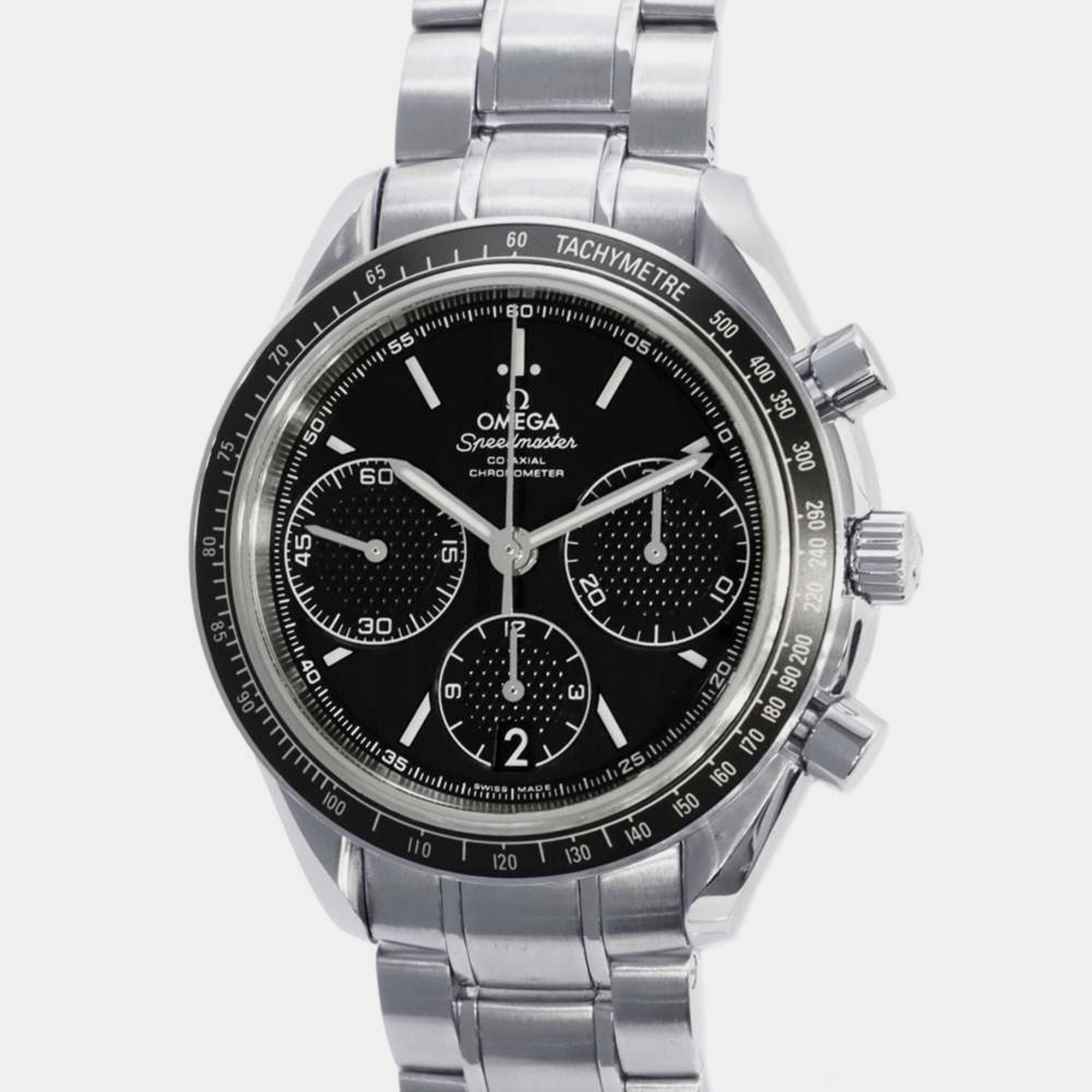 Omega black stainless steel speedmaster automatic men's wristwatch 40 mm