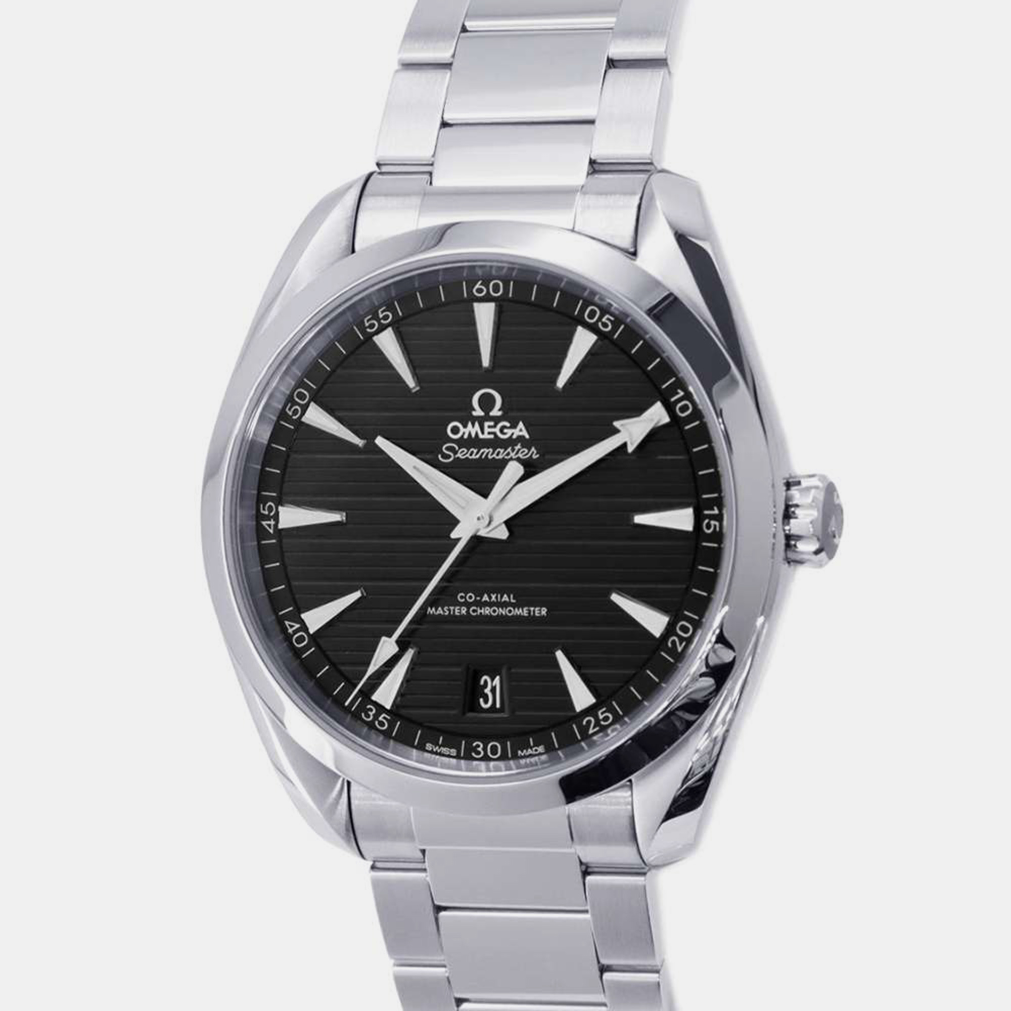 Omega black stainless steel seamaster aqua terra automatic men's wristwatch 41 mm