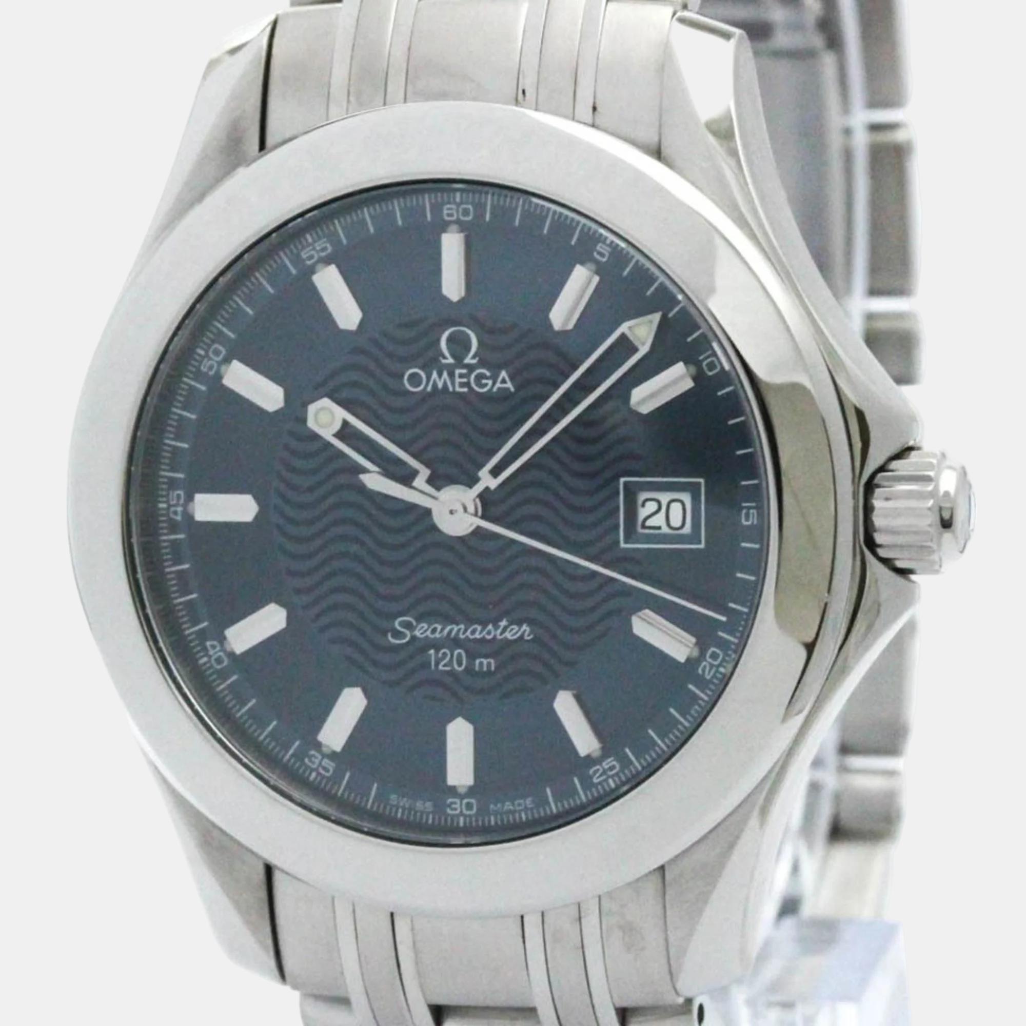 Omega blue stainless steel seamaster 2511.81 quartz men's wristwatch 36 mm