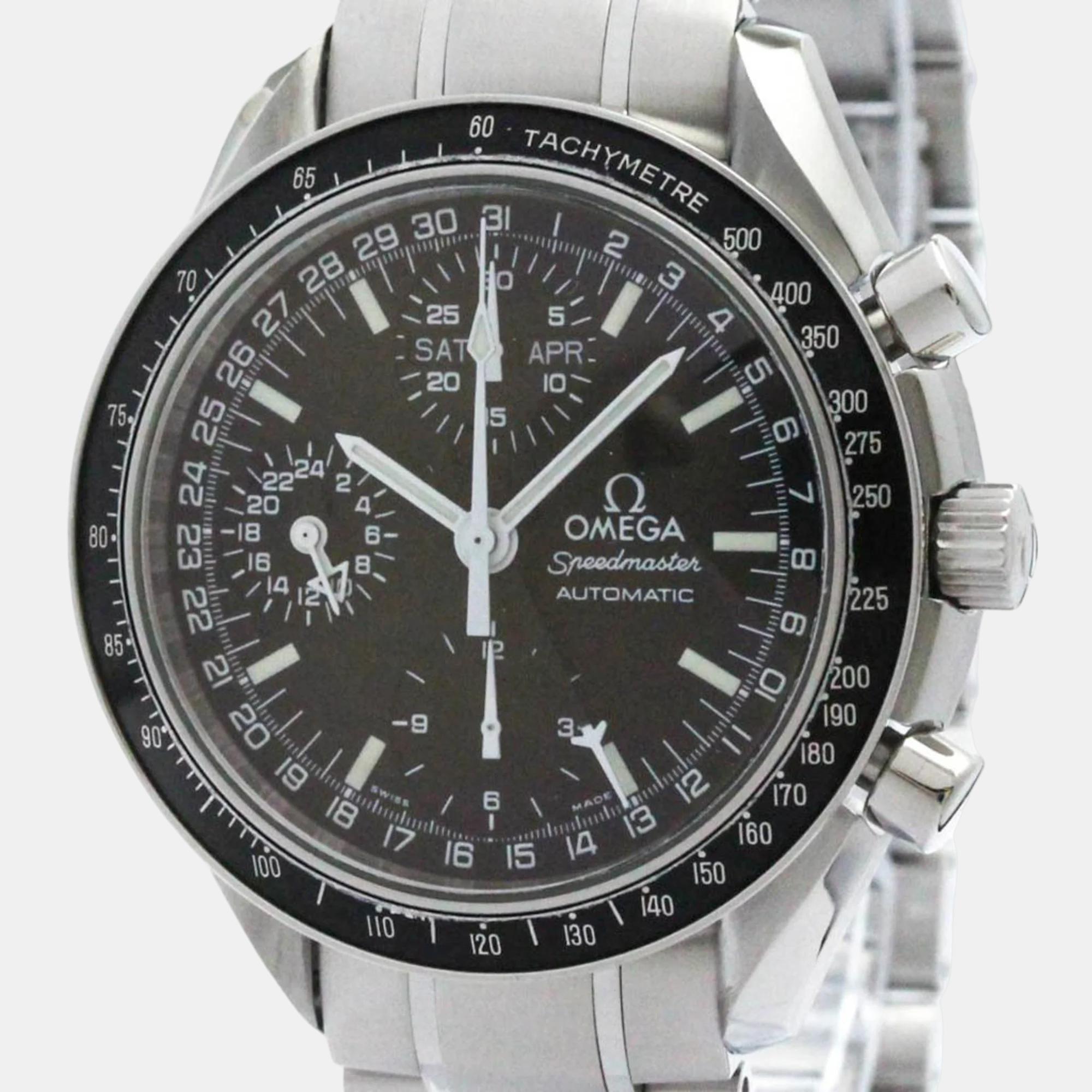 Omega black stainless steel speedmaster 3520.50 automatic men's wristwatch 39 mm