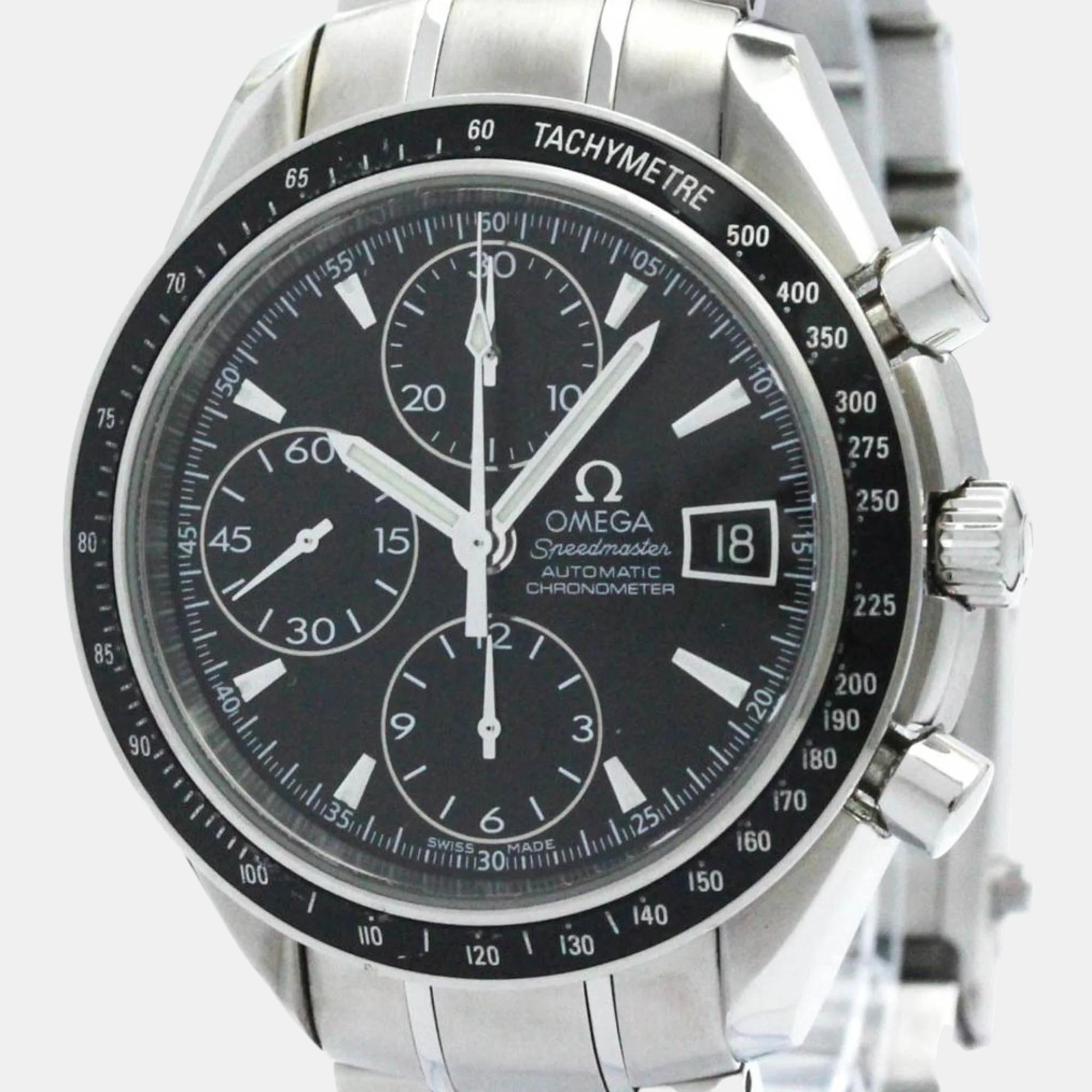 Omega black stainless steel speedmaster 3210.50 automatic men's wristwatch 39 mm
