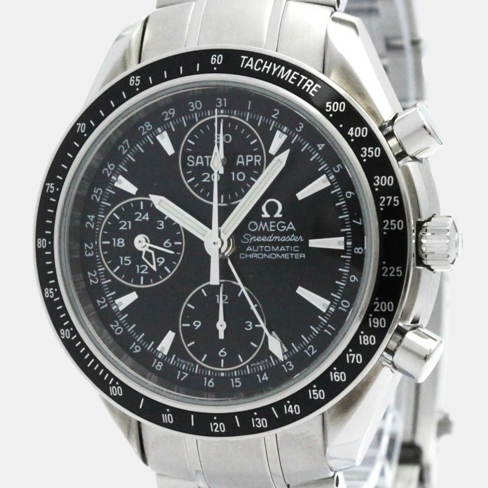 Omega black stainless steel speedmaster 3220.50 automatic men's wristwatch 40 mm
