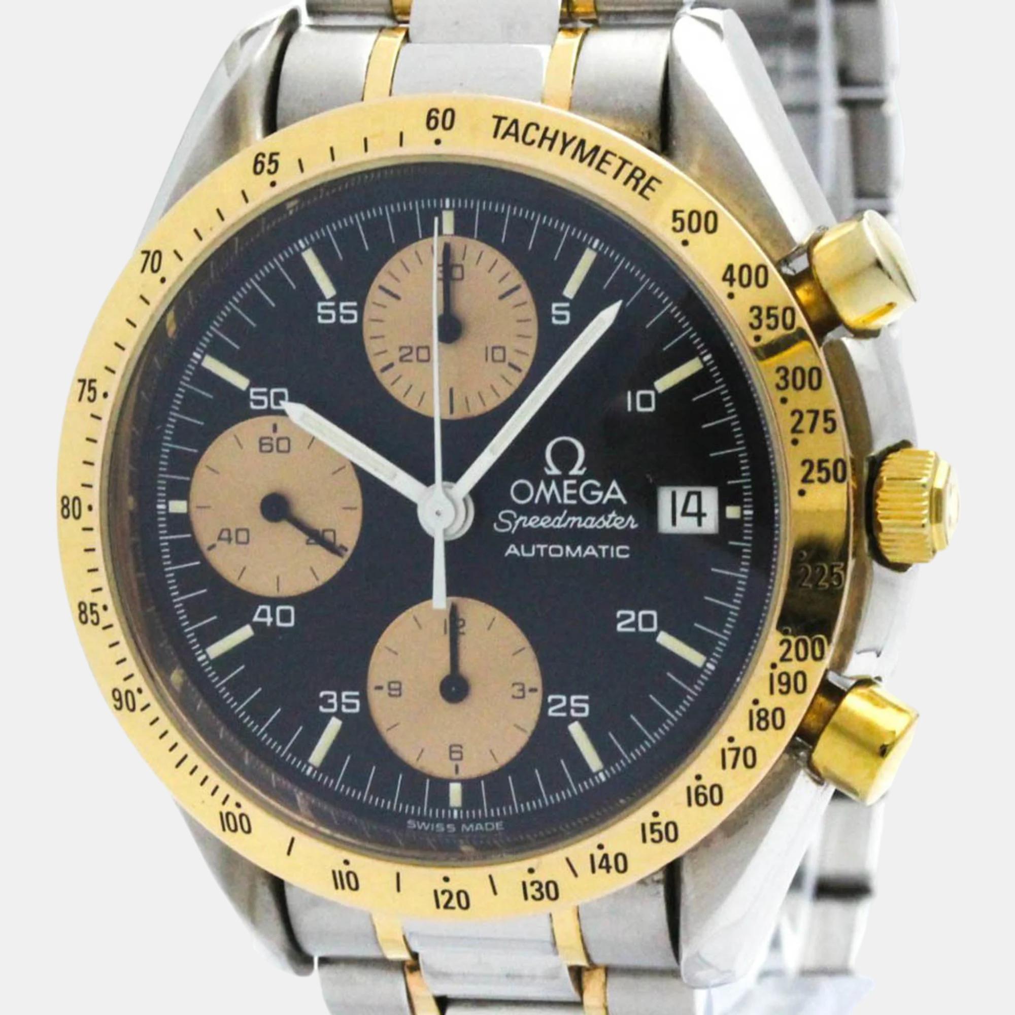 Omega black 18k rose gold stainless steel speedmaster 3316.50 automatic men's wristwatch 39 mm