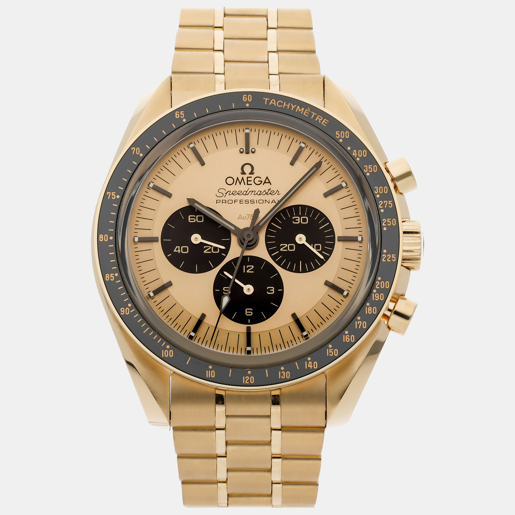 Omega  gold 18k yellow gold speedmaster manual winding men's wristwatch 42 mm