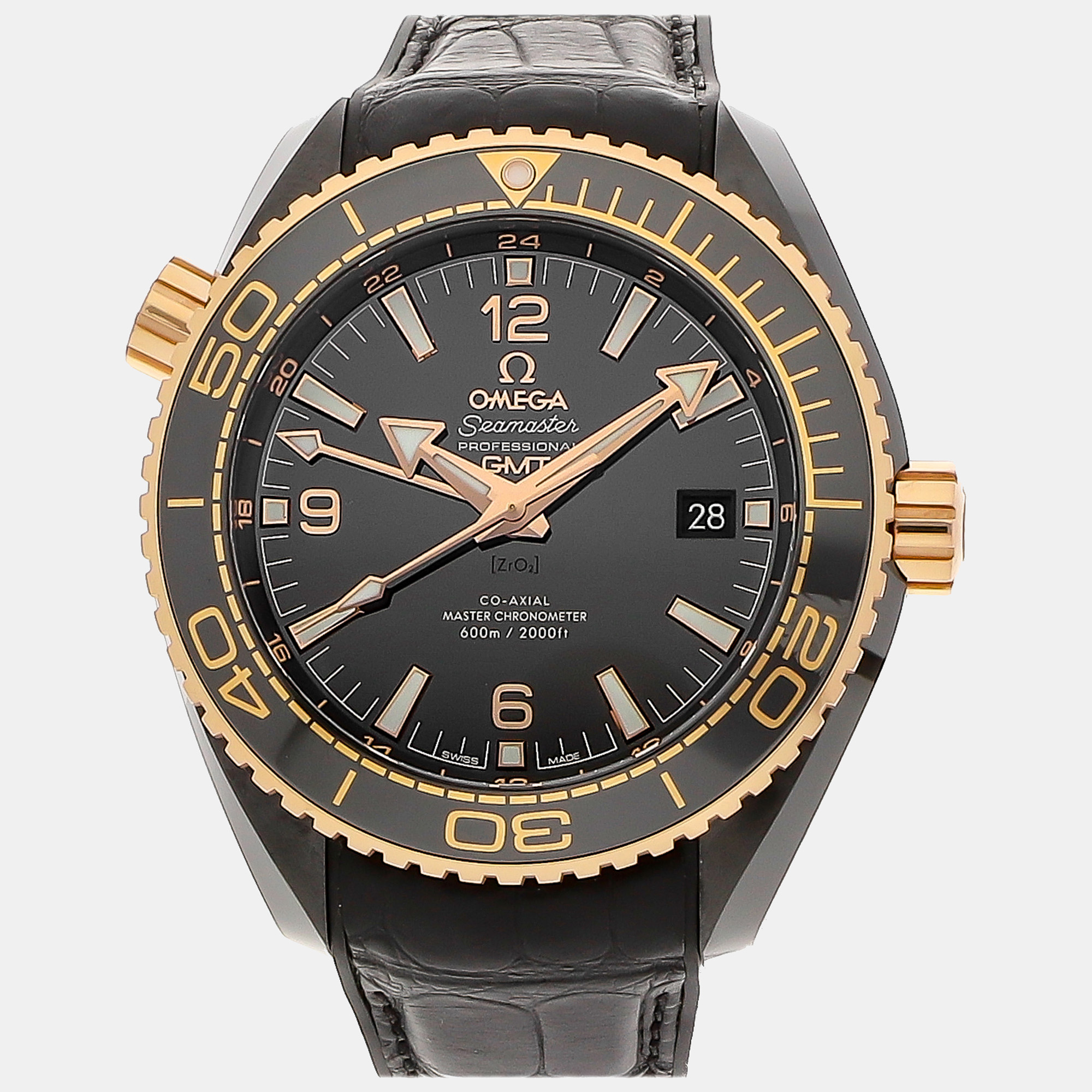 Omega black ceramic seamaster planet ocean 215.63.46.22.01.001 automatic men's wristwatch 45 mm