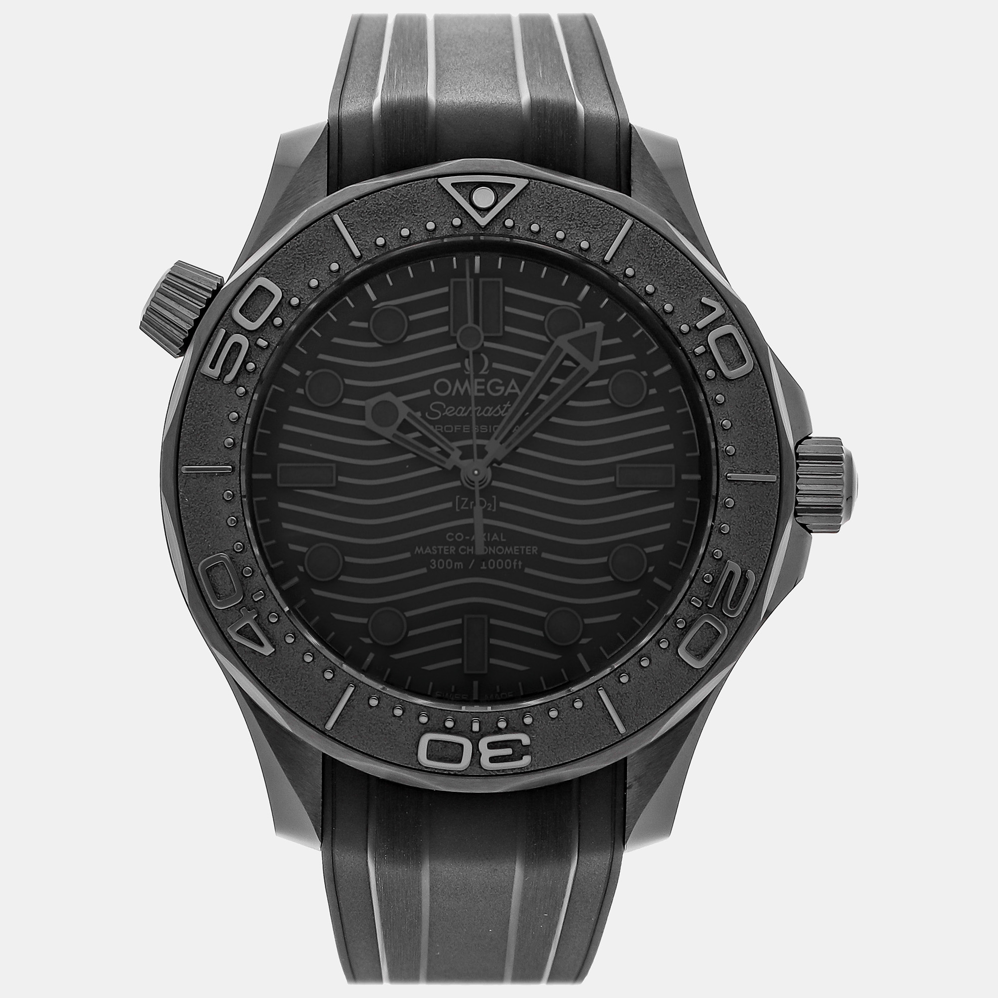 Omega black ceramic seamaster 210.92.44.20.01.003 automatic men's wristwatch 43 mm