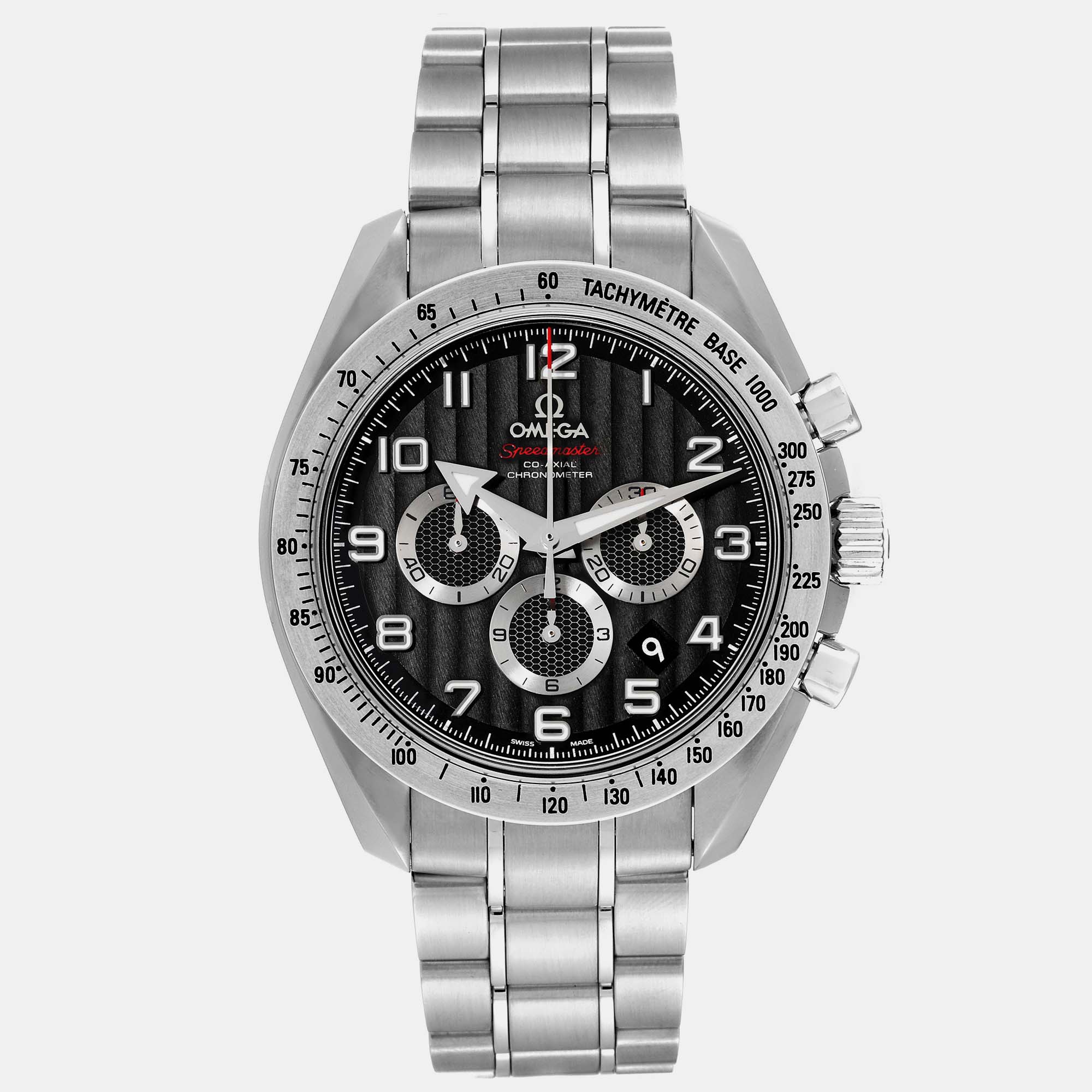 Omega black stainless steel speedmaster 321.10.44.50.01.001 automatic men's wristwatch 44 mm
