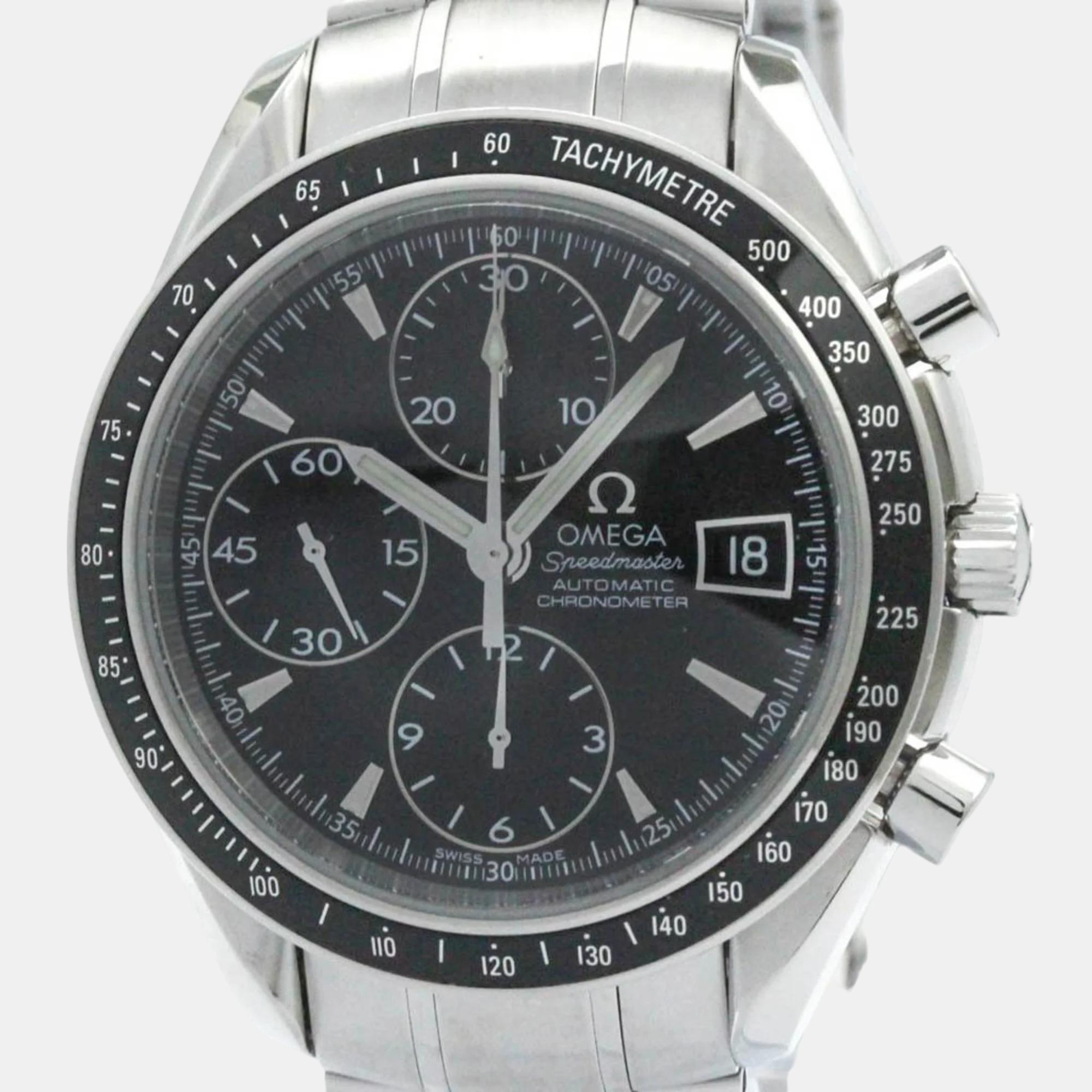 Omega black stainless steel speedmaster 3210.50 automatic men's wristwatch 39 mm
