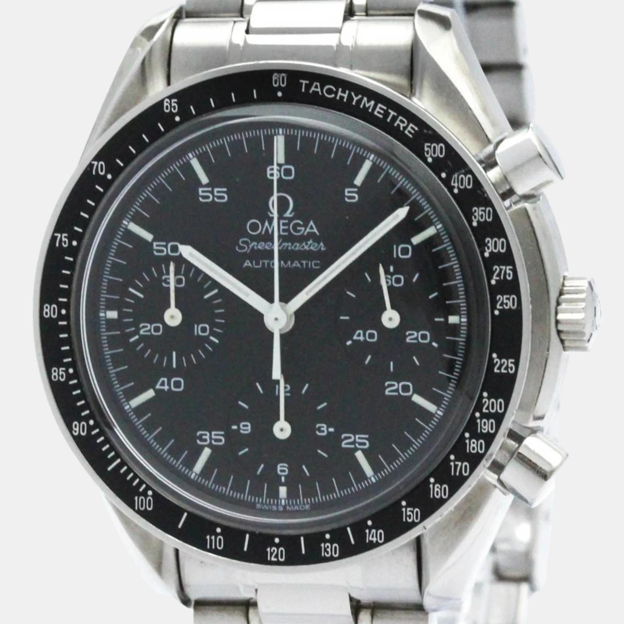 Omega black stainless steel speedmaster 3510.50 automatic men's wristwatch 39 mm
