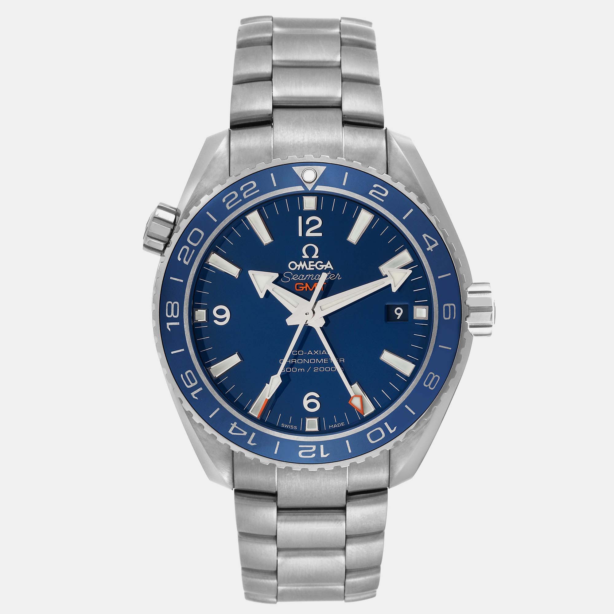 Omega blue titanium ceramic seamaster planet ocean 232.90.44.22.03.001 automatic men's wristwatch 43.5 mm