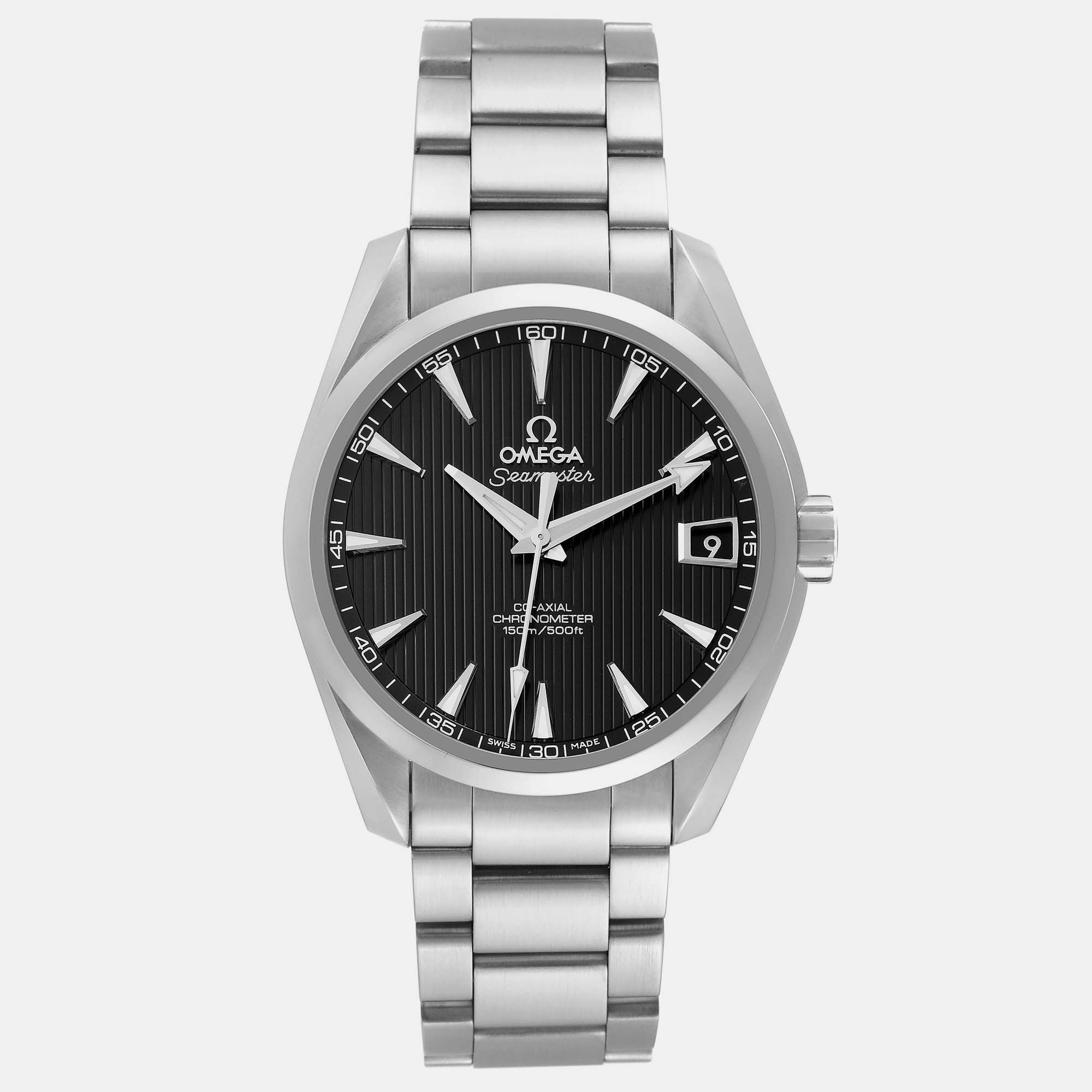 Omega black stainless steel seamaster aqua terra 231.10.39.21.01.002 automatic men's wristwatch 38.5 mm