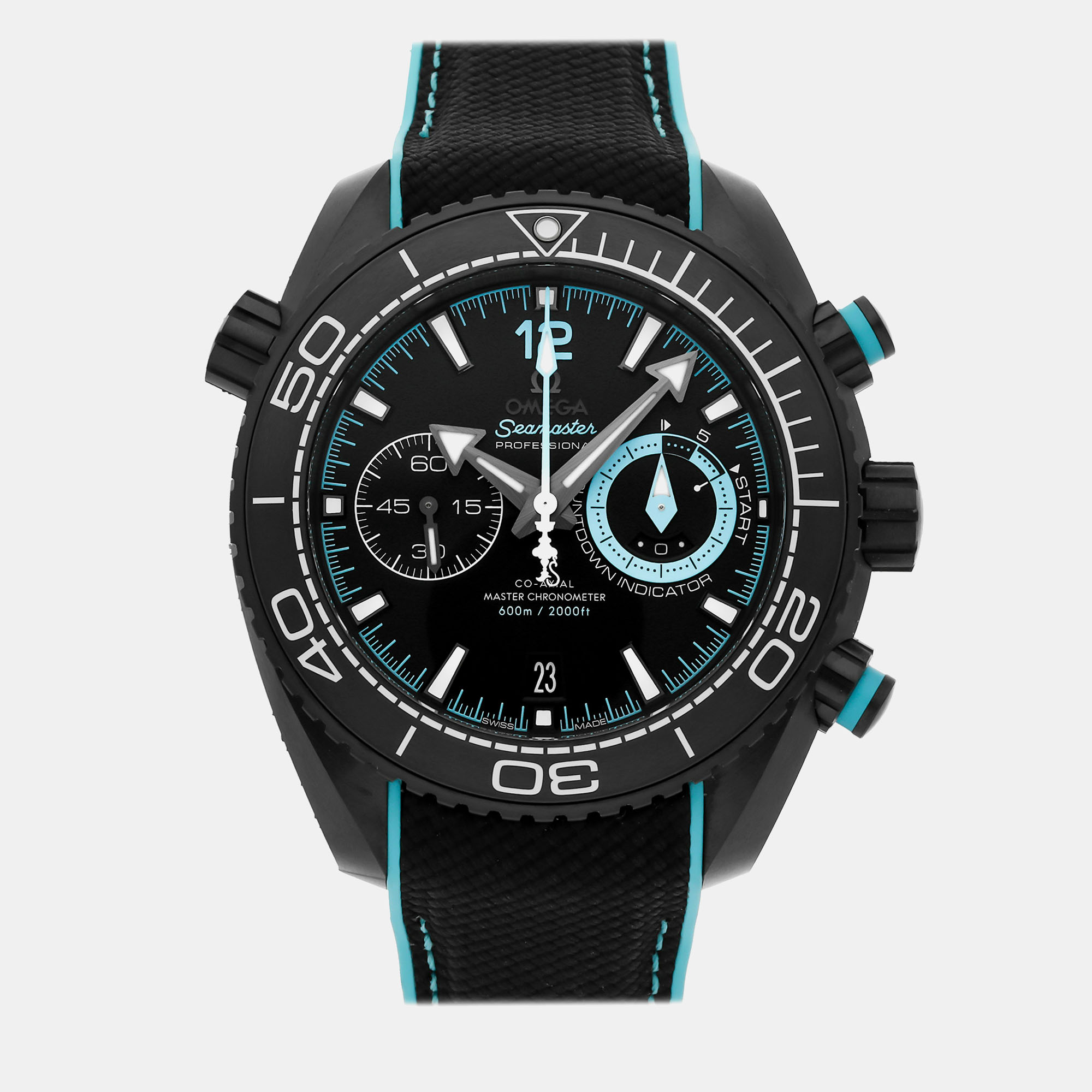 Omega black ceramic seamaster 215.92.46.51.01.003 automatic men's wristwatch 45 mm