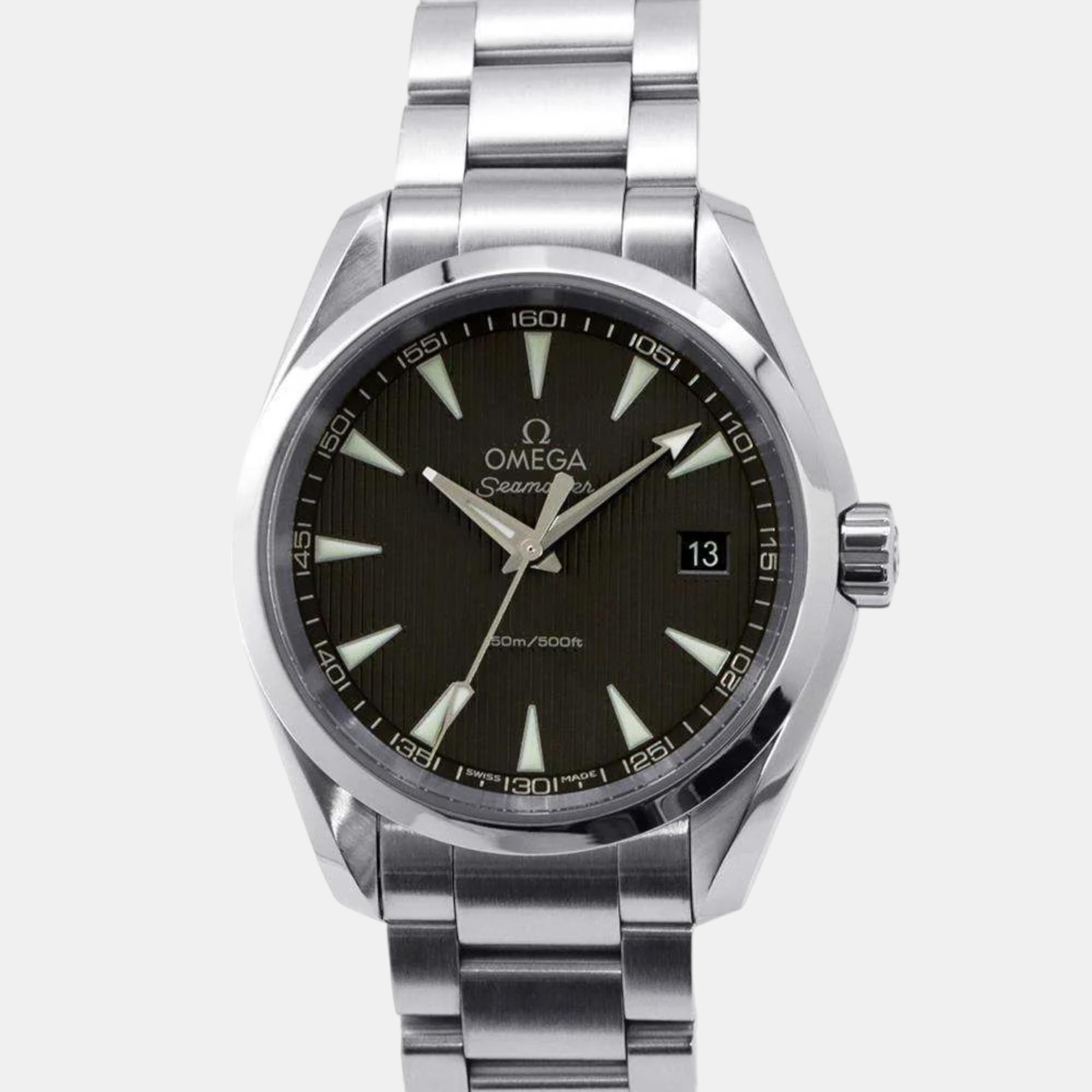 Omega grey stainless steel seamaster aqua terra 231.10.39.60.06.001 quartz men's wristwatch 38.5 mm