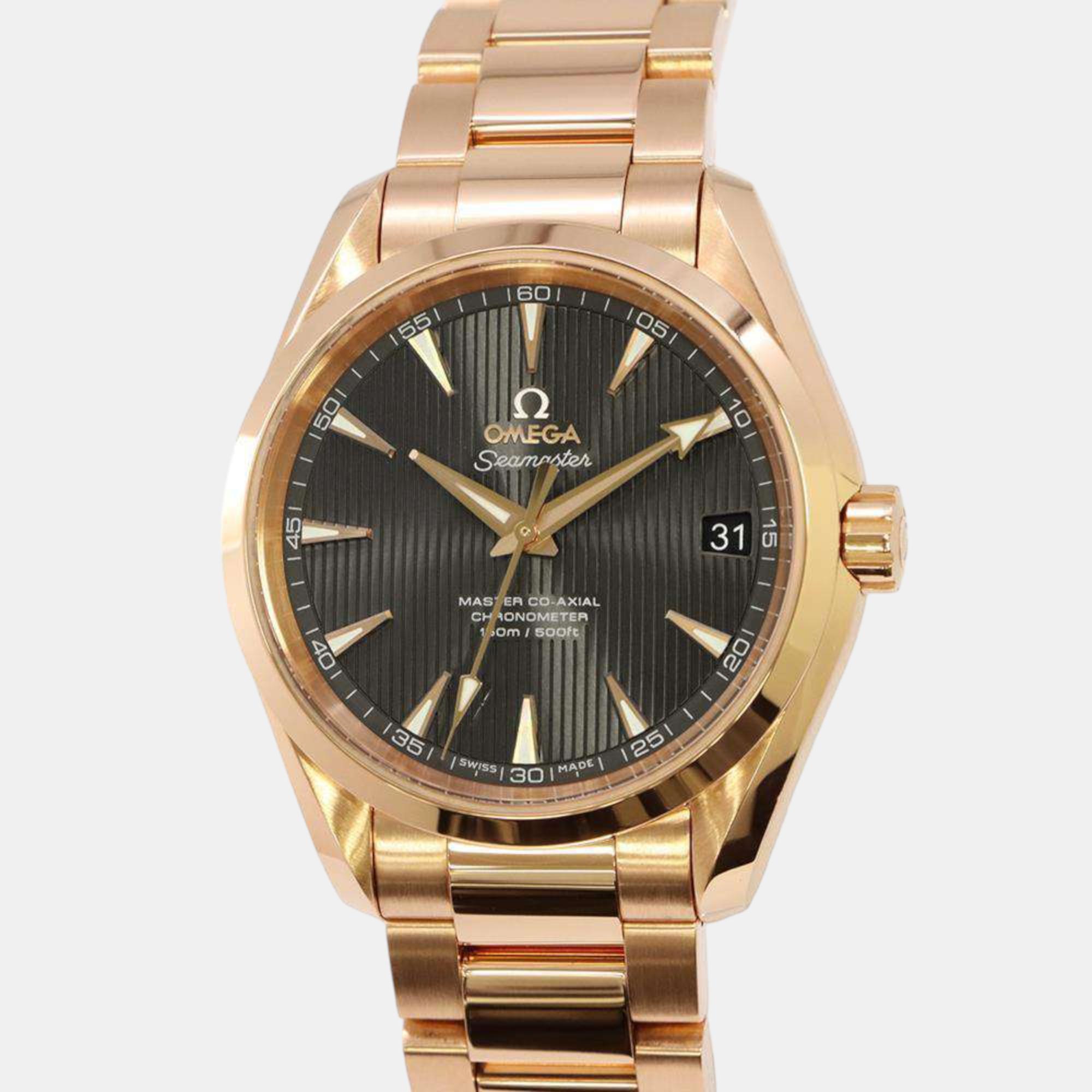 Omega grey 18k rose gold seamaster aqua terra 231.50 .39.21.06.003 automatic men's wristwatch 38.5 mm