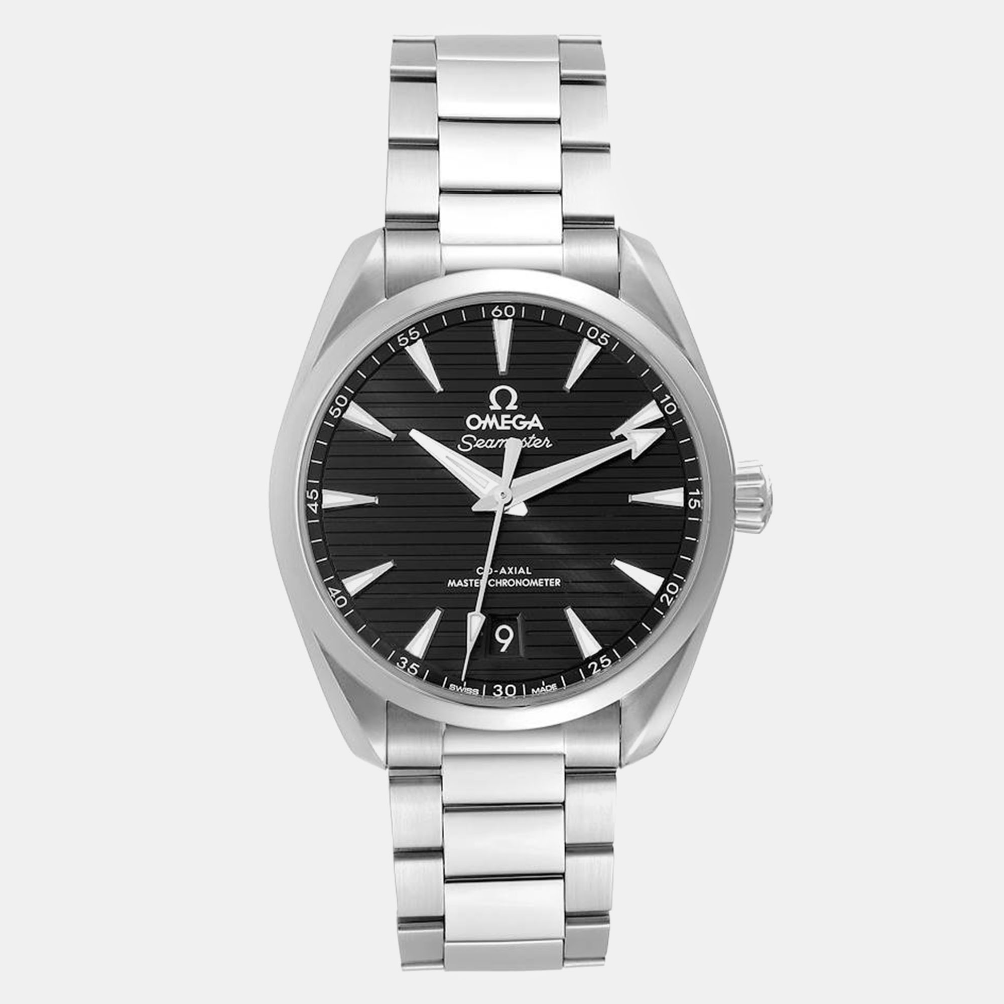 Omega black stainless steel seamaster aqua terra 220.10.38.20.01.001 automatic men's wristwatch 38 mm