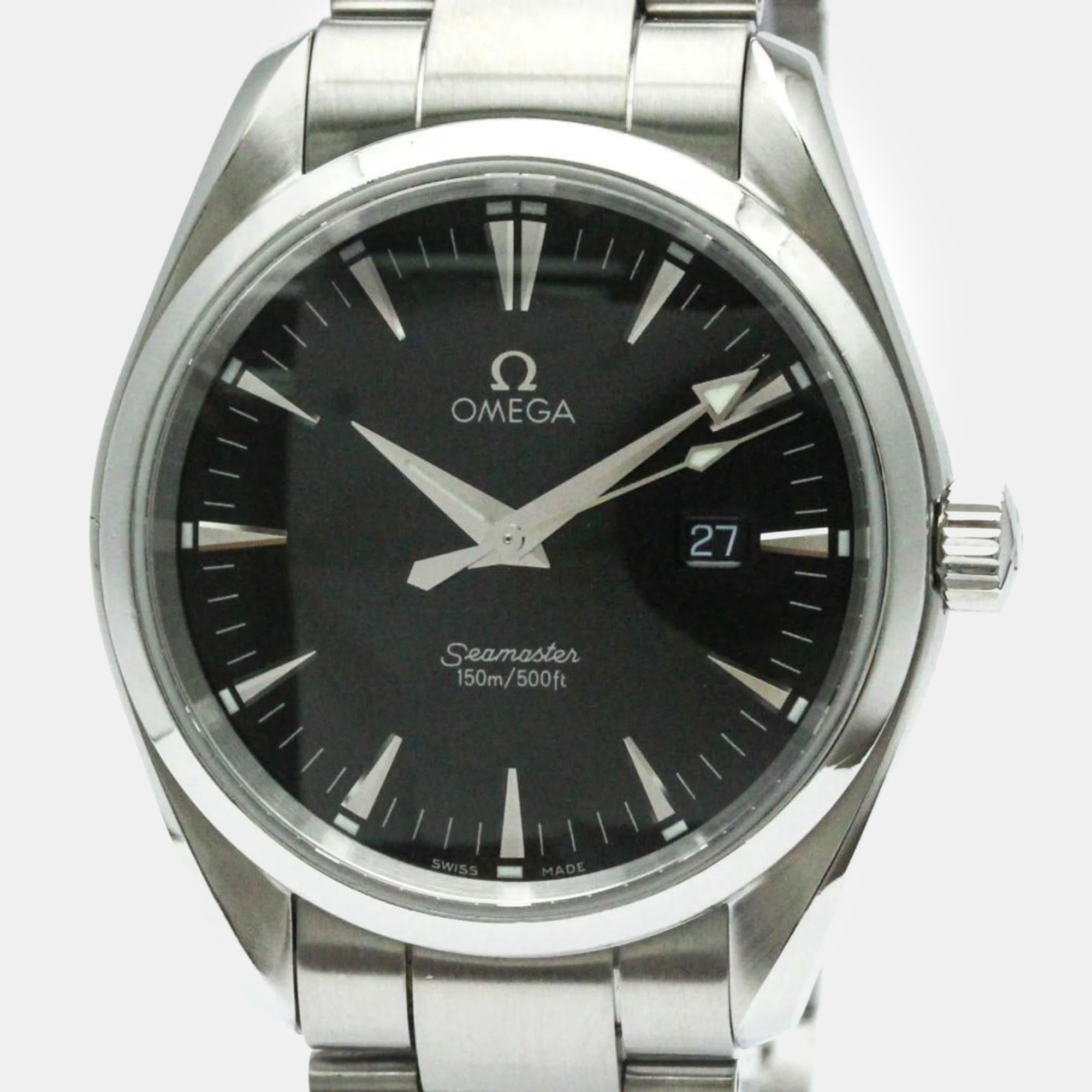 Omega black stainless steel seamaster aqua terra 2517.50 quartz men's wristwatch 39 mm