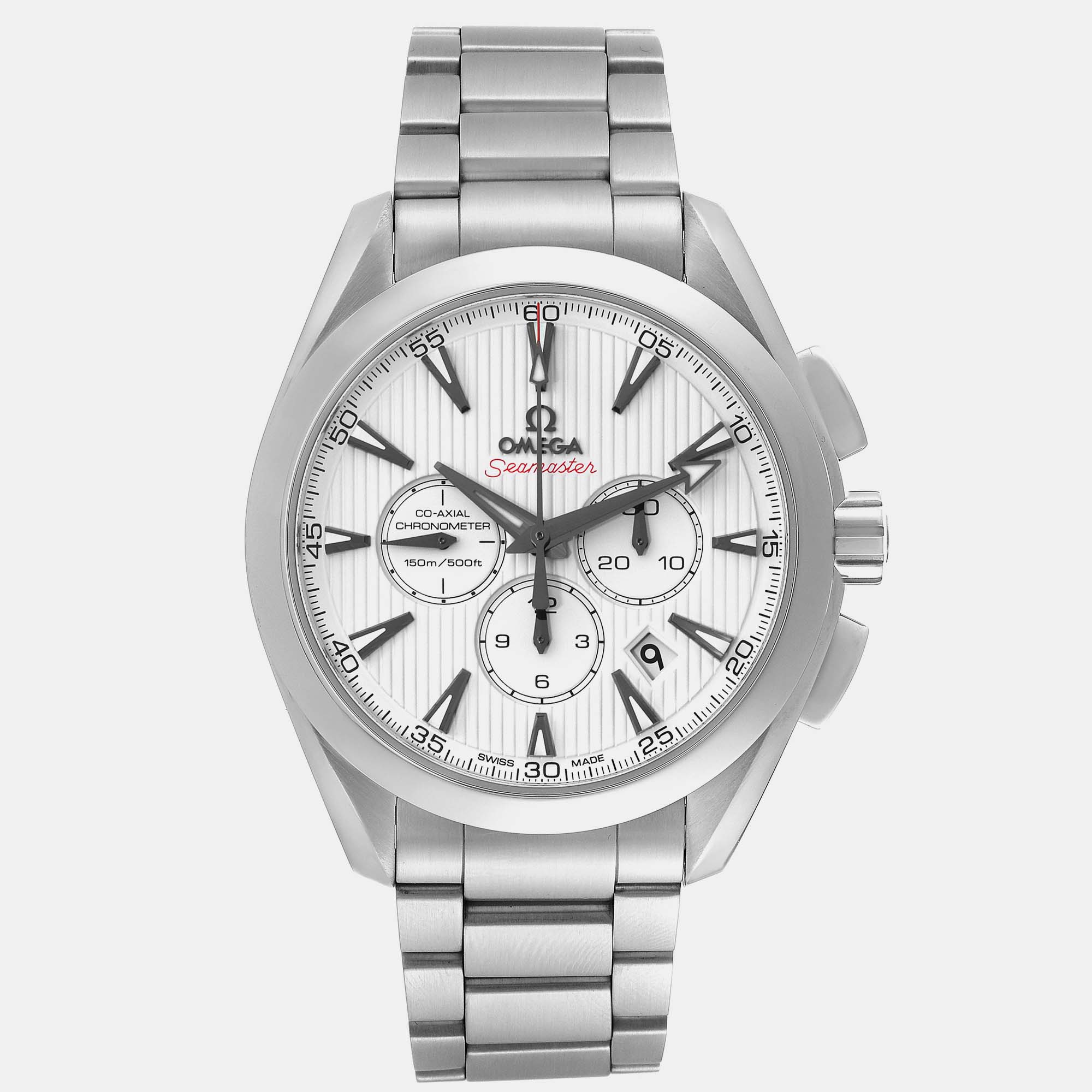 Omega white stainless steel seamaster aqua terra 231.10.44.50.04.001 automatic men's wristwatch 44 mm