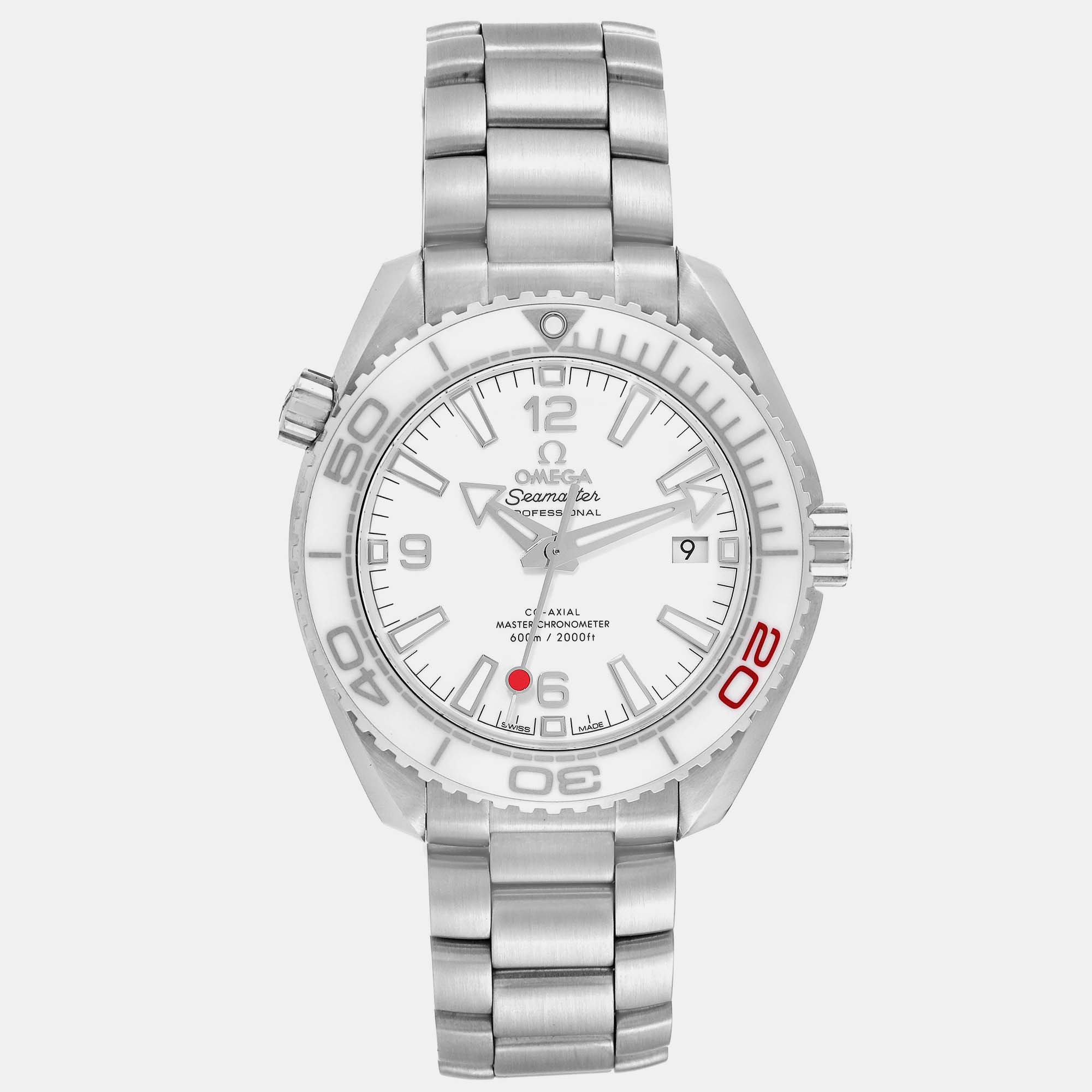 Omega white ceramic stainless steel seamaster 522.33.40.20.04.001 automatic men's wristwatch 39.5 mm