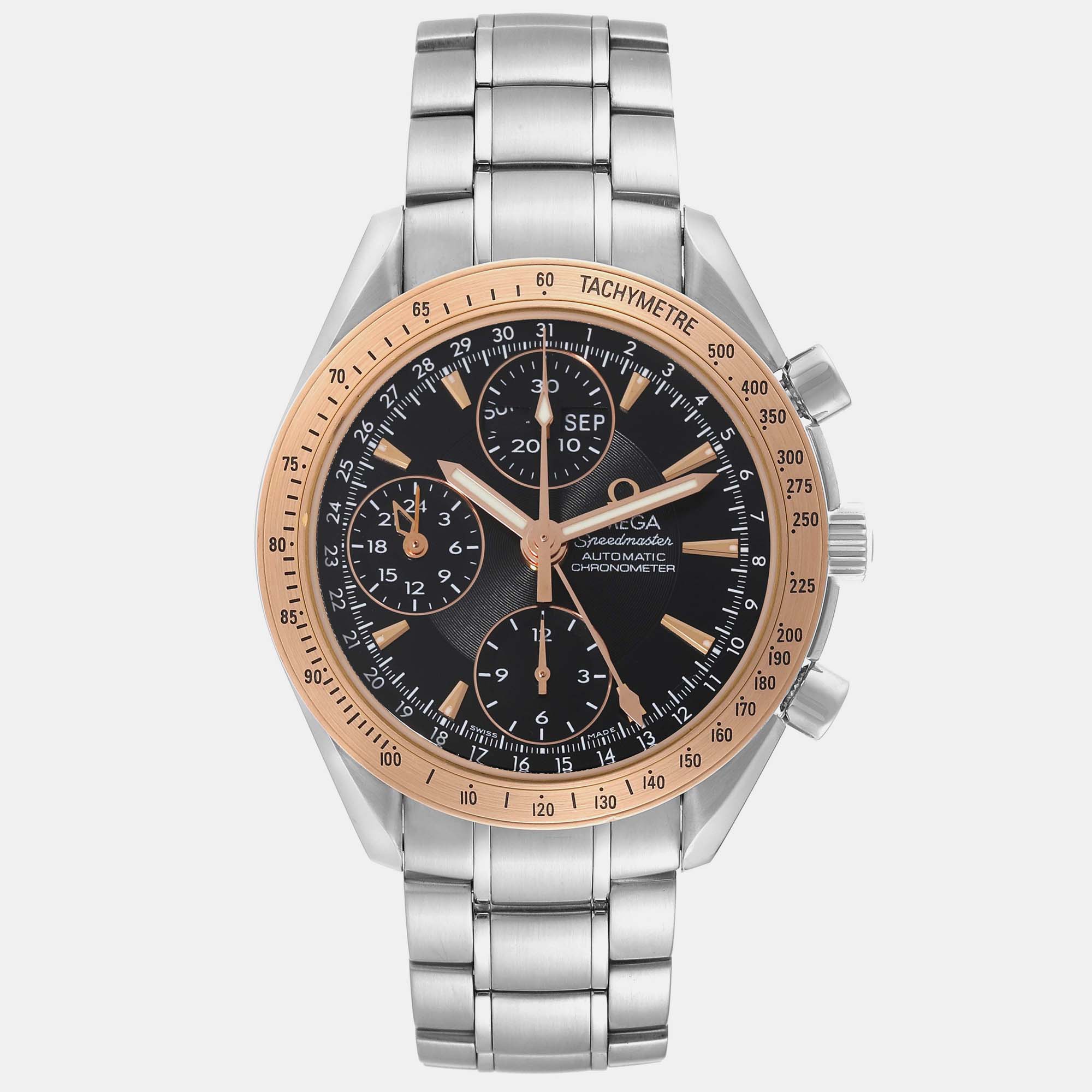 Omega black stainless steel speedmaster 323.21.40.44.01.001 automatic men's wristwatch 40 mm