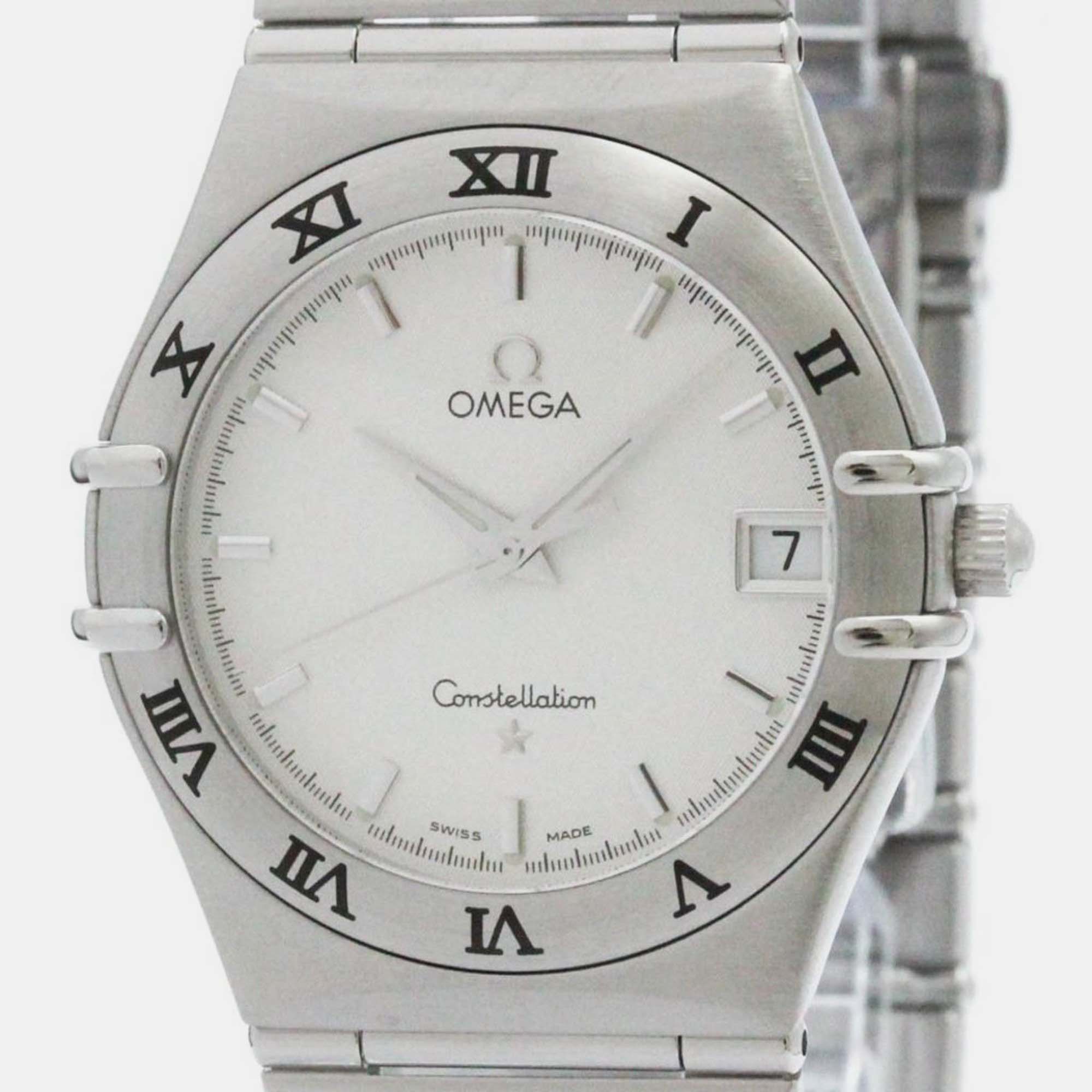 Omega silver stainless steel constellation 1512.30 quartz men's wristwatch 33 mm