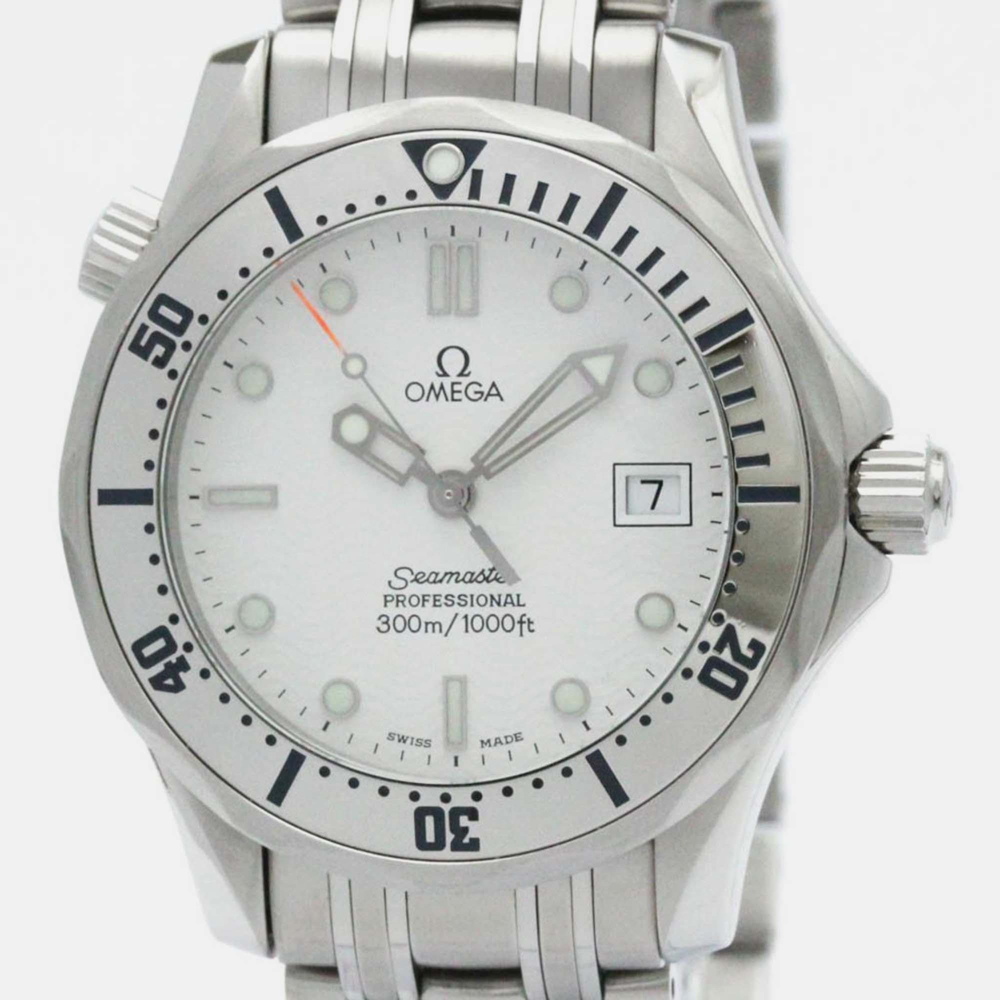 Omega white stainless steel seamaster professional 2562.20 quartz men's wristwatch 36 mm