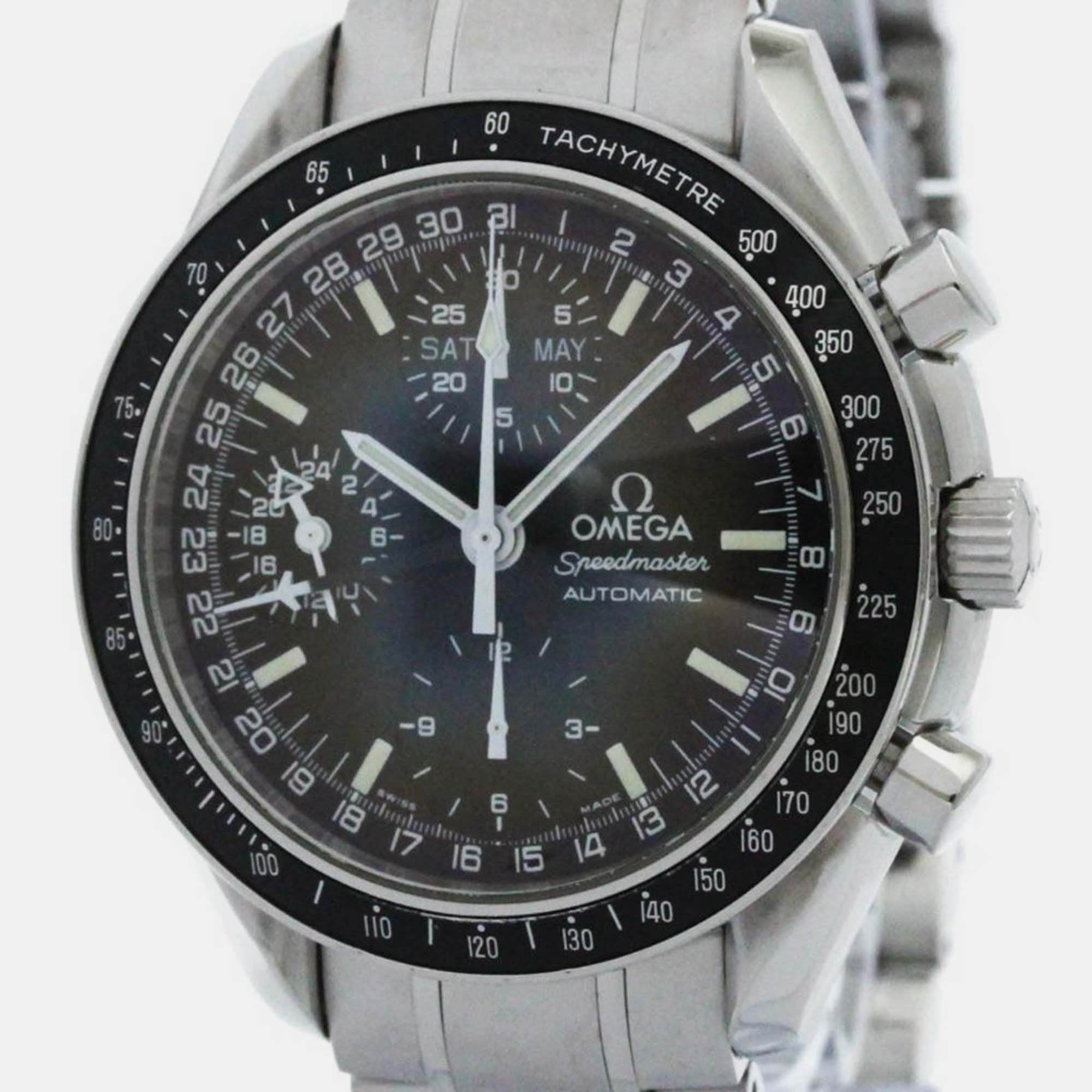 Omega black stainless steel speedmaster 3520.50 automatic men's wristwatch 39 mm