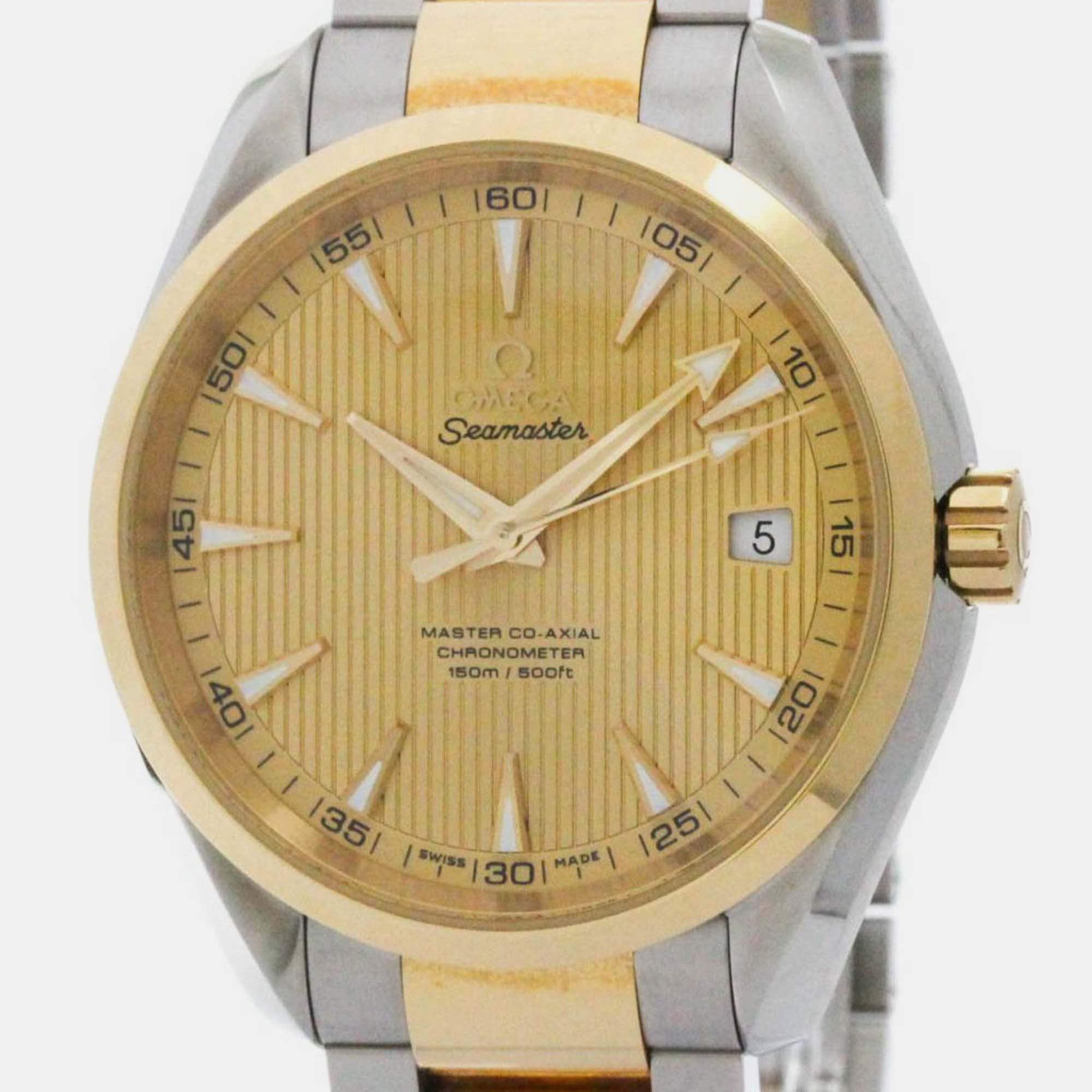 Omega gold 18k yellow gold stainless steel seamaster aqua terra 231.20.42.21.08.001 automatic men's wristwatch 42 mm