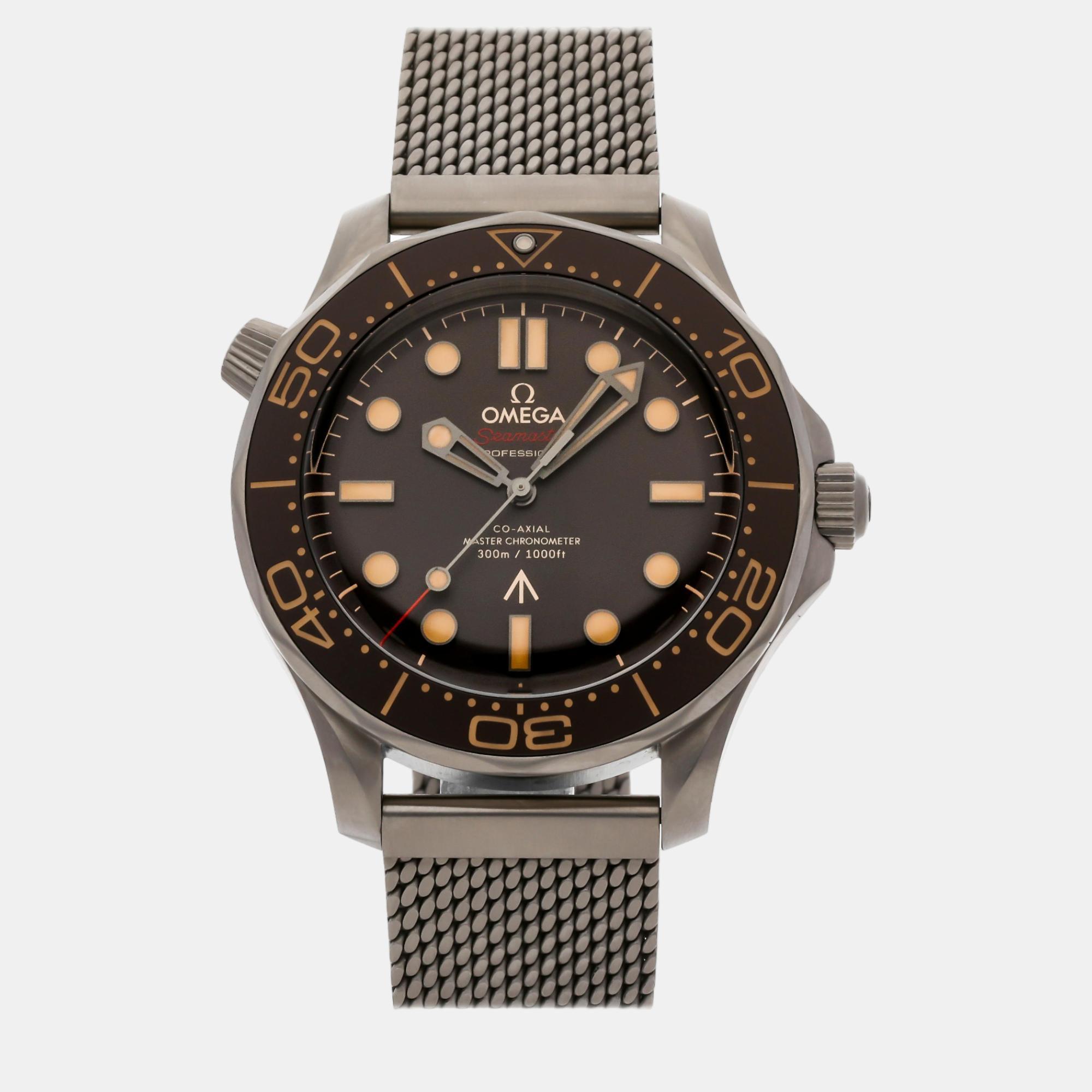 Omega brown titanium seamaster automatic men's wristwatch 42 mm