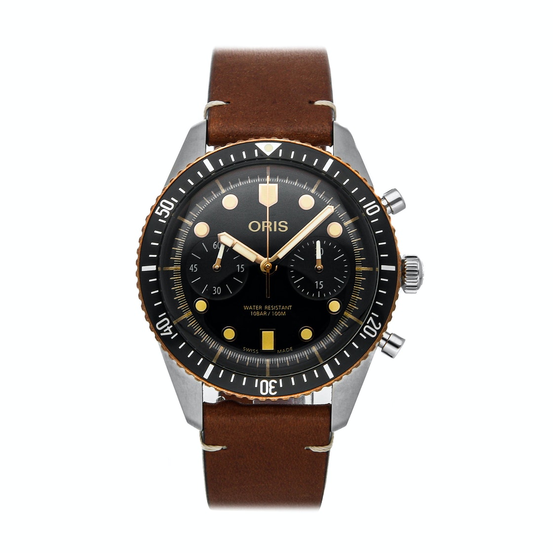 Oris Black Stainless Steel Divers Sixty-Five Chronograph 01 771 7744 4354-07 5 21 45 Men's Wristwatch 43 MM
