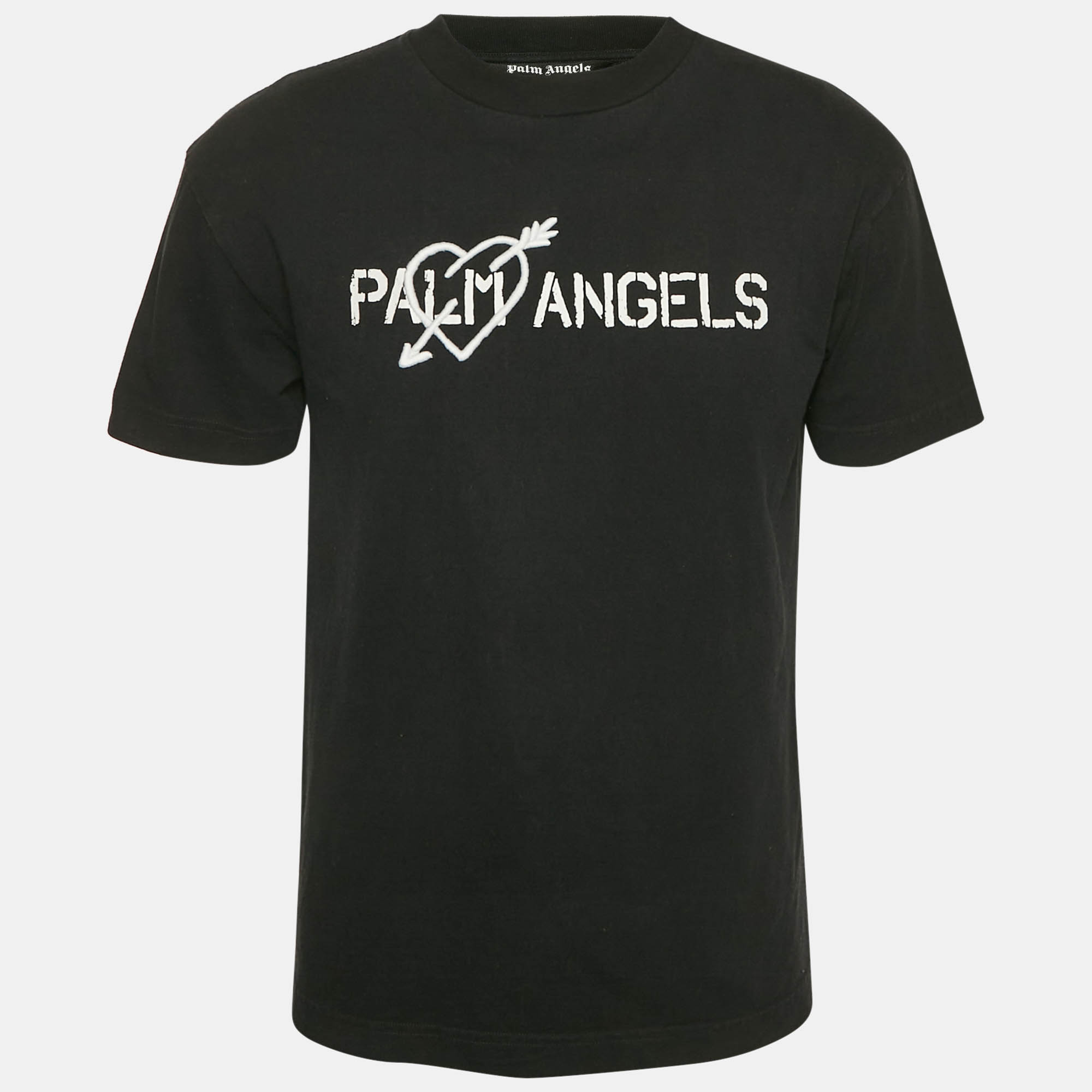 Palm Angels Black Logo Print and Heart Embroidery Cotton Crew Neck T-Shirt S
Palm Angels Black Logo Print and Heart Embroidery Cotton Crew Neck T-Shirt S