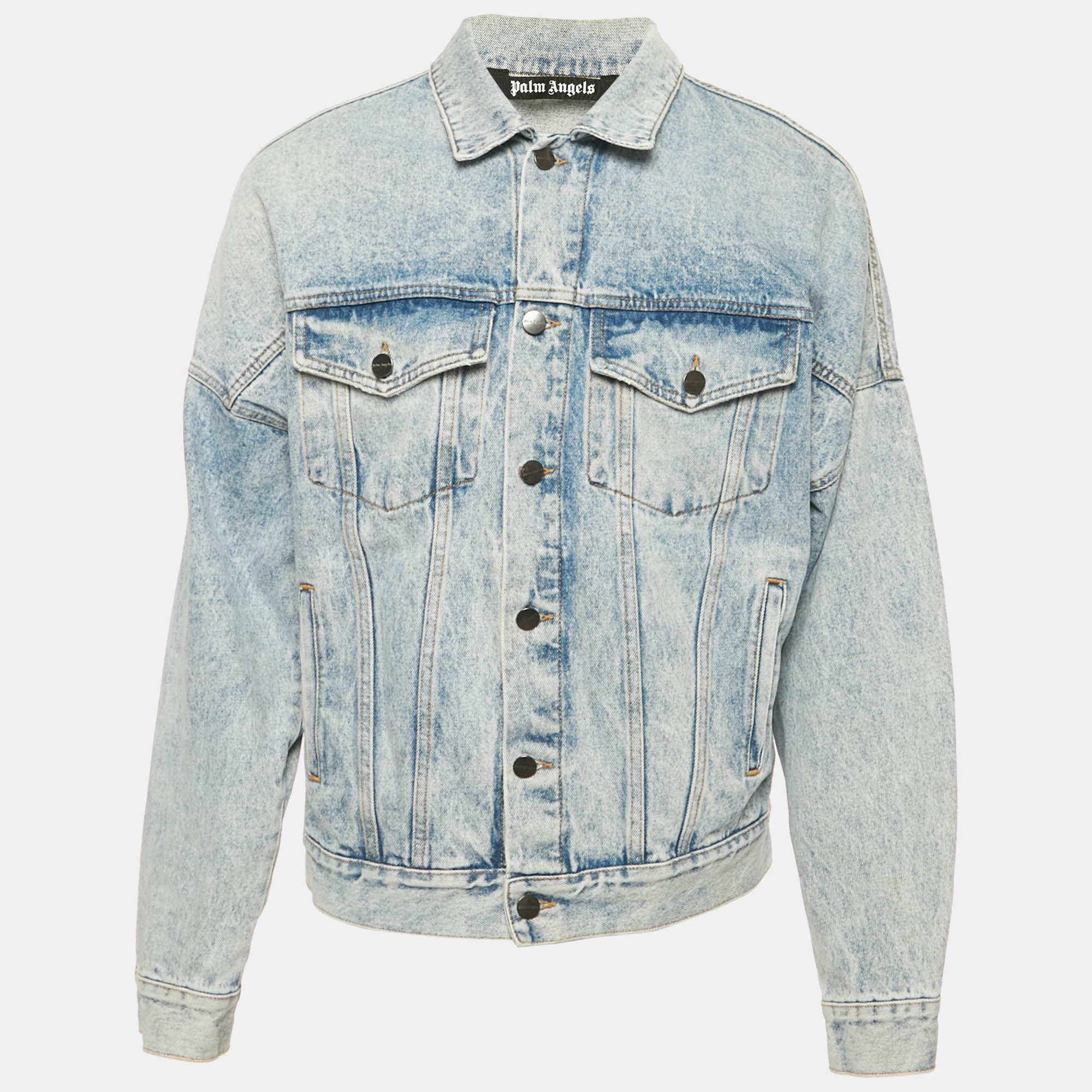 Logo Print Denim Jacket M - Palm Angels - Modalova
