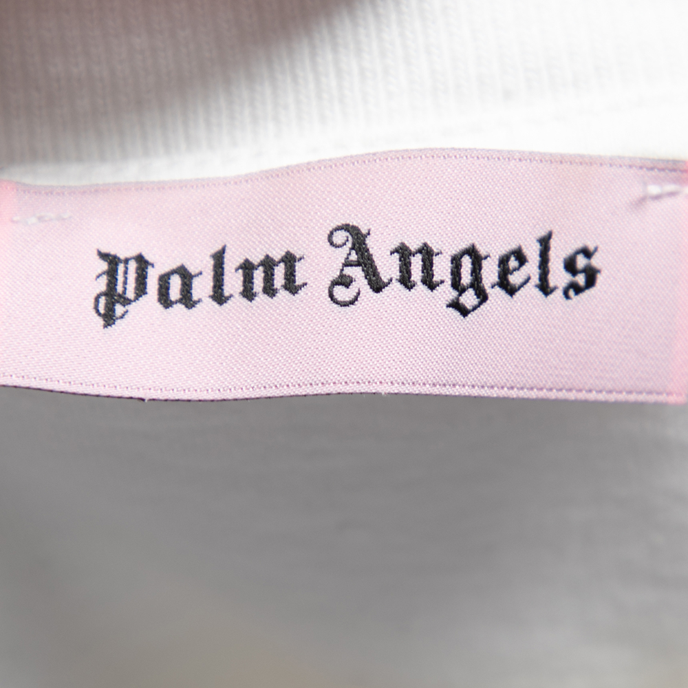 Palm Angels White Cotton Heart Embroidered Crew Neck T-Shirt L