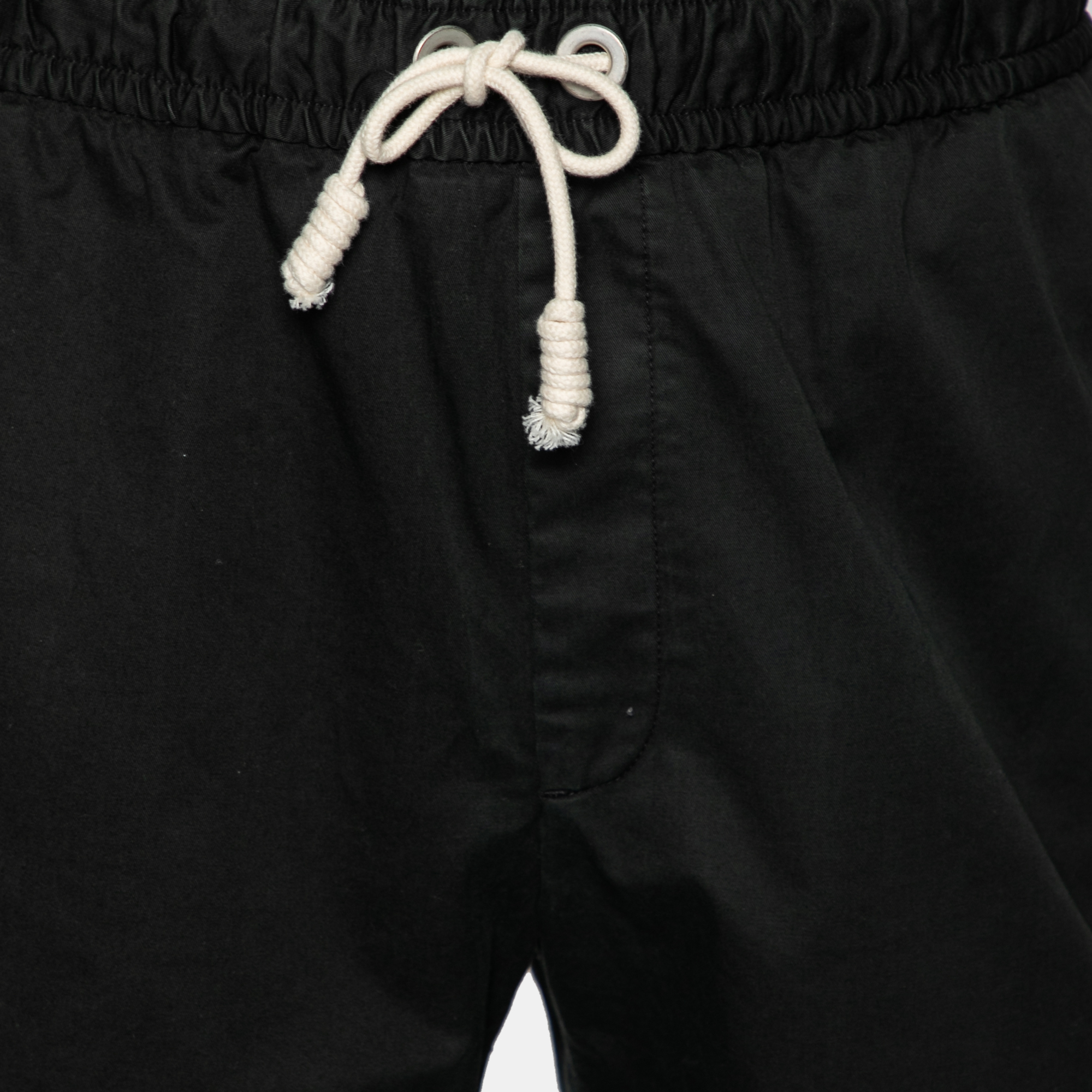 Palm Angels Black Cotton Stripe Trimmed Shorts M