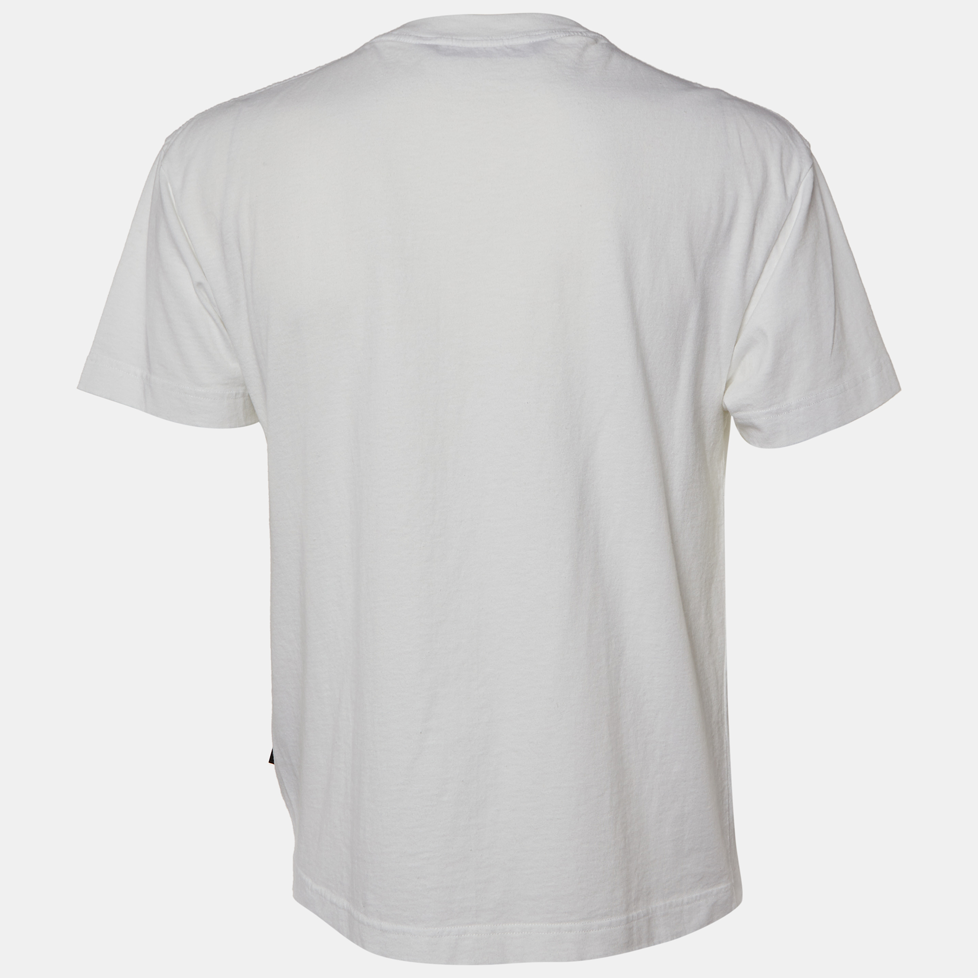 Palm Angels White Palm Sprayed Logo Printed Cotton Knit Crew Neck T-Shirt S