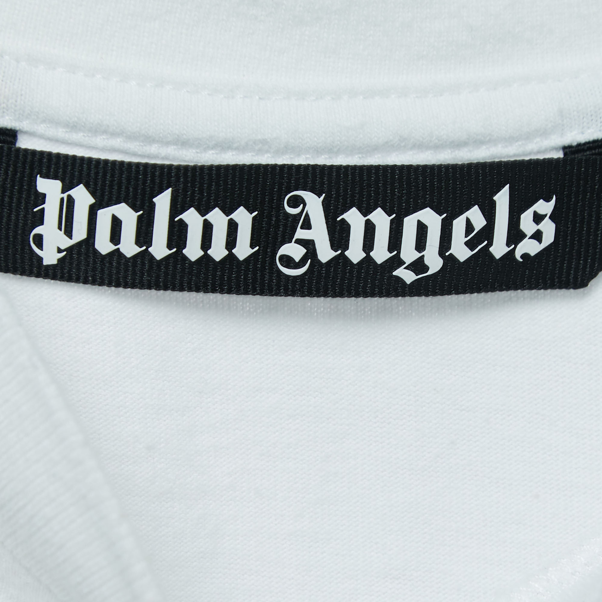 Palm Angels White Palms Boulevard Print Cotton Crew Neck T-Shirt S
