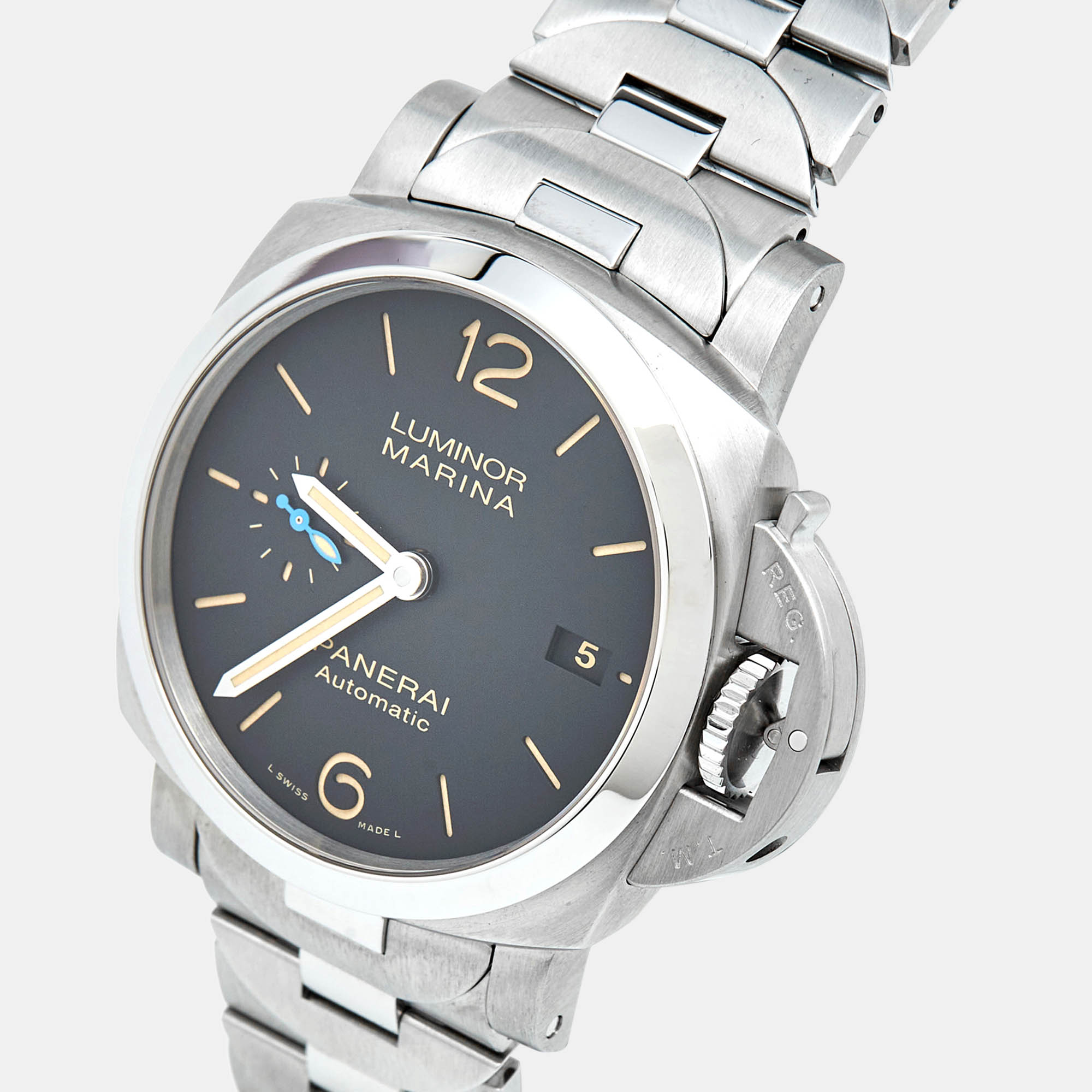 Panerai Black Stainless Steel Luminor Marina PAM00722 Men's Wristwatch 42 Mm